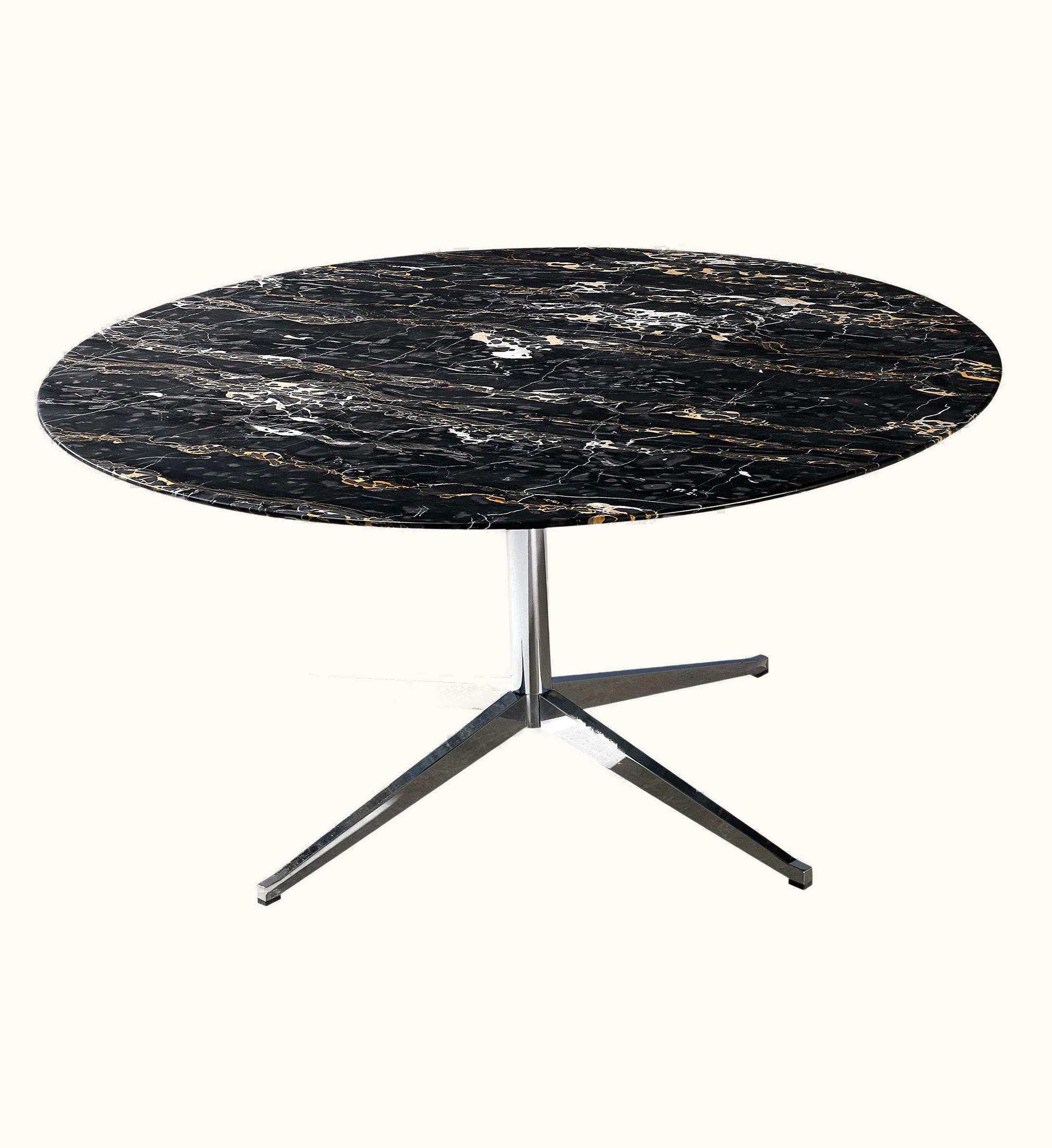 Florence Knoll Florence Knoll Round Table In Portoro Marble And Steel 60 Inch Top