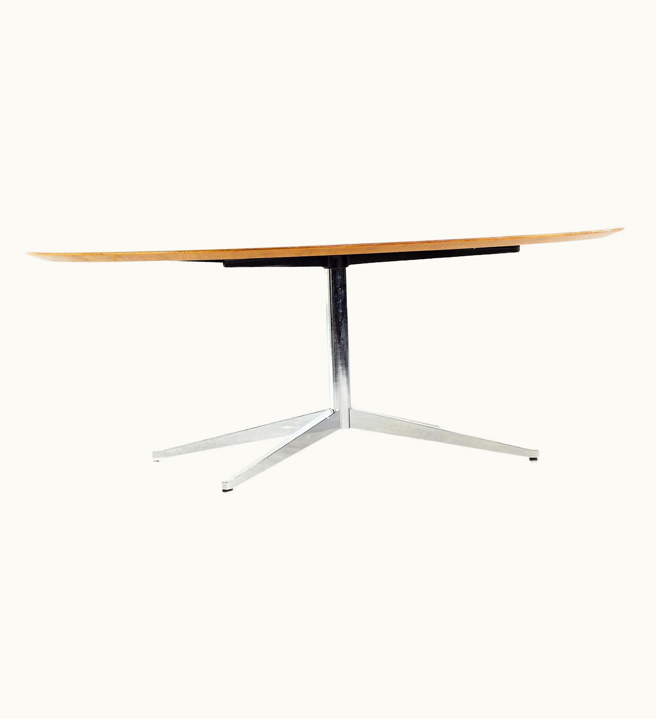 Florence Knoll Florence Knoll Mid-Century Walnut And Steel Oval Dining Table