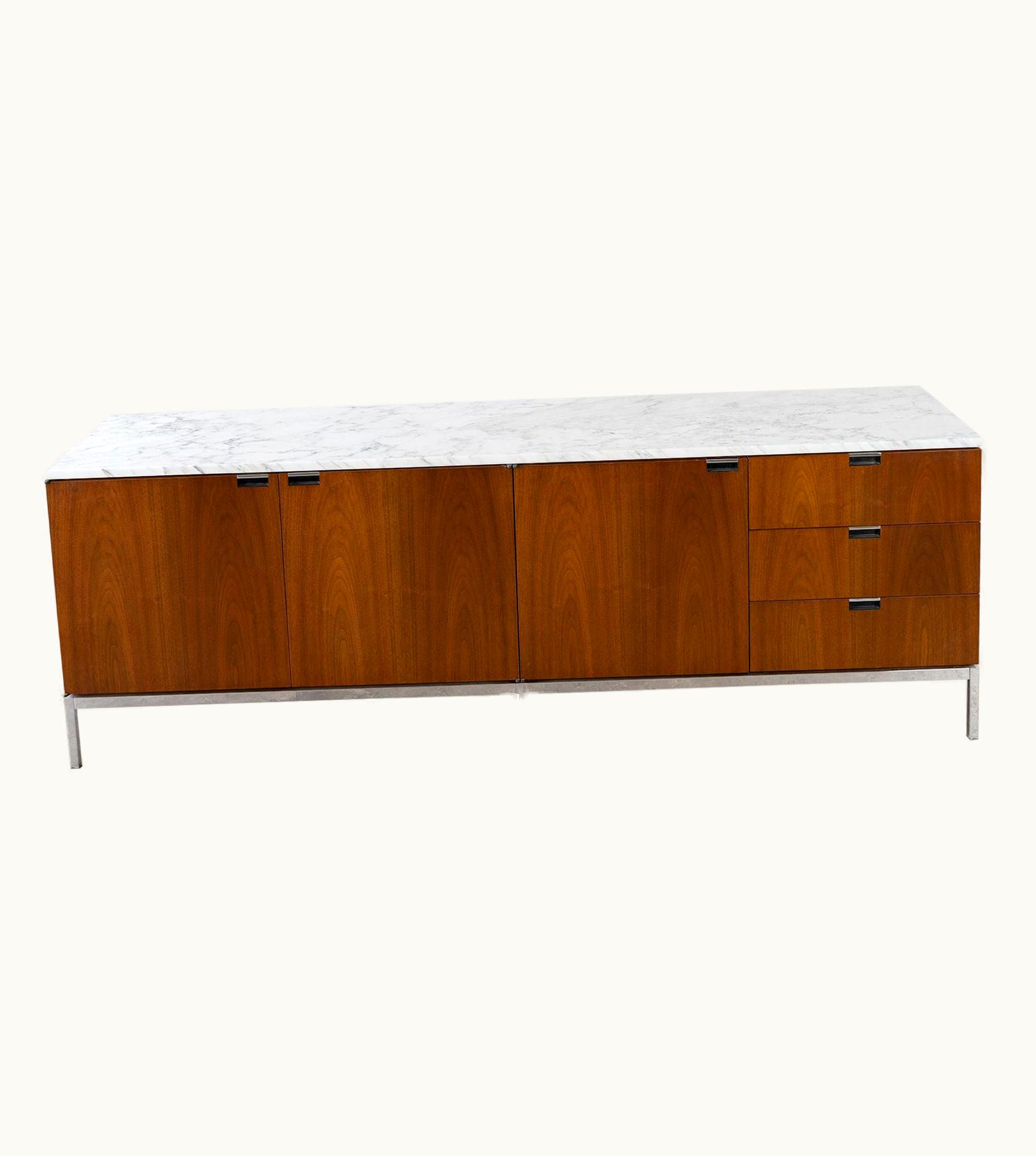 Florence Knoll Florence Knoll Free-Standing Credenza With Carrara Marble Top By Florence Knoll For Knoll