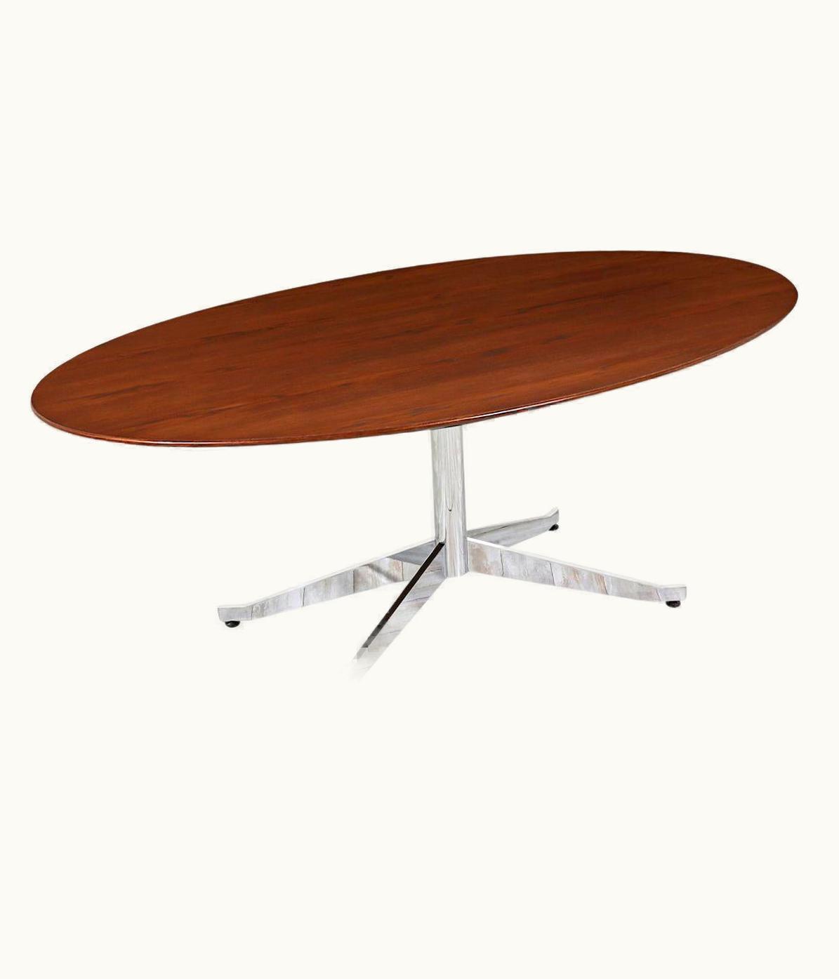 Florence Knoll Florence Knoll Chrome & Walnut Oval Dining Table Or Desk For Knoll Inc