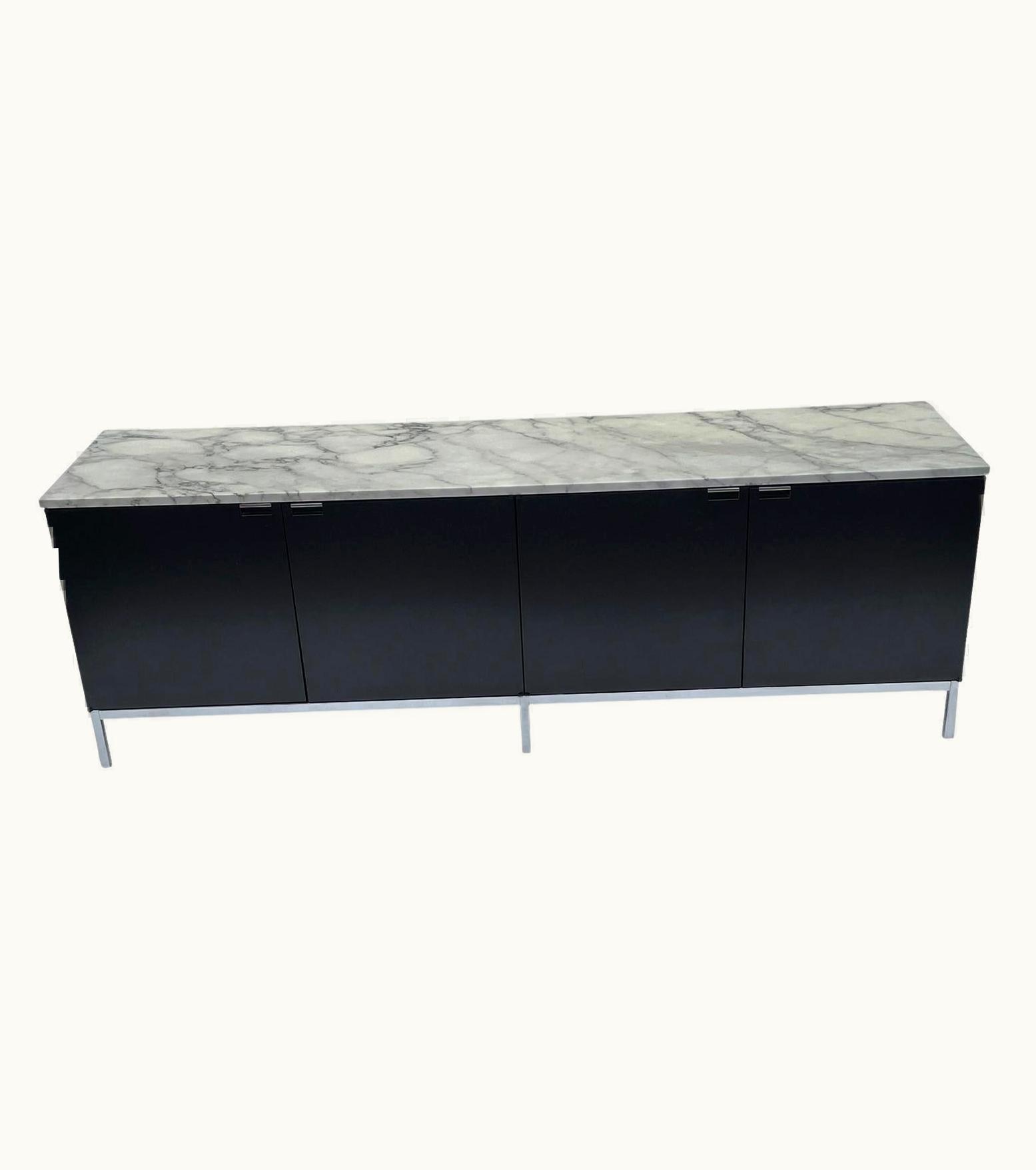 Florence Knoll Florence Knoll Mid-Century Modern Florence Knoll Marble Credenza Or Media Cabinet In Ebony Wood