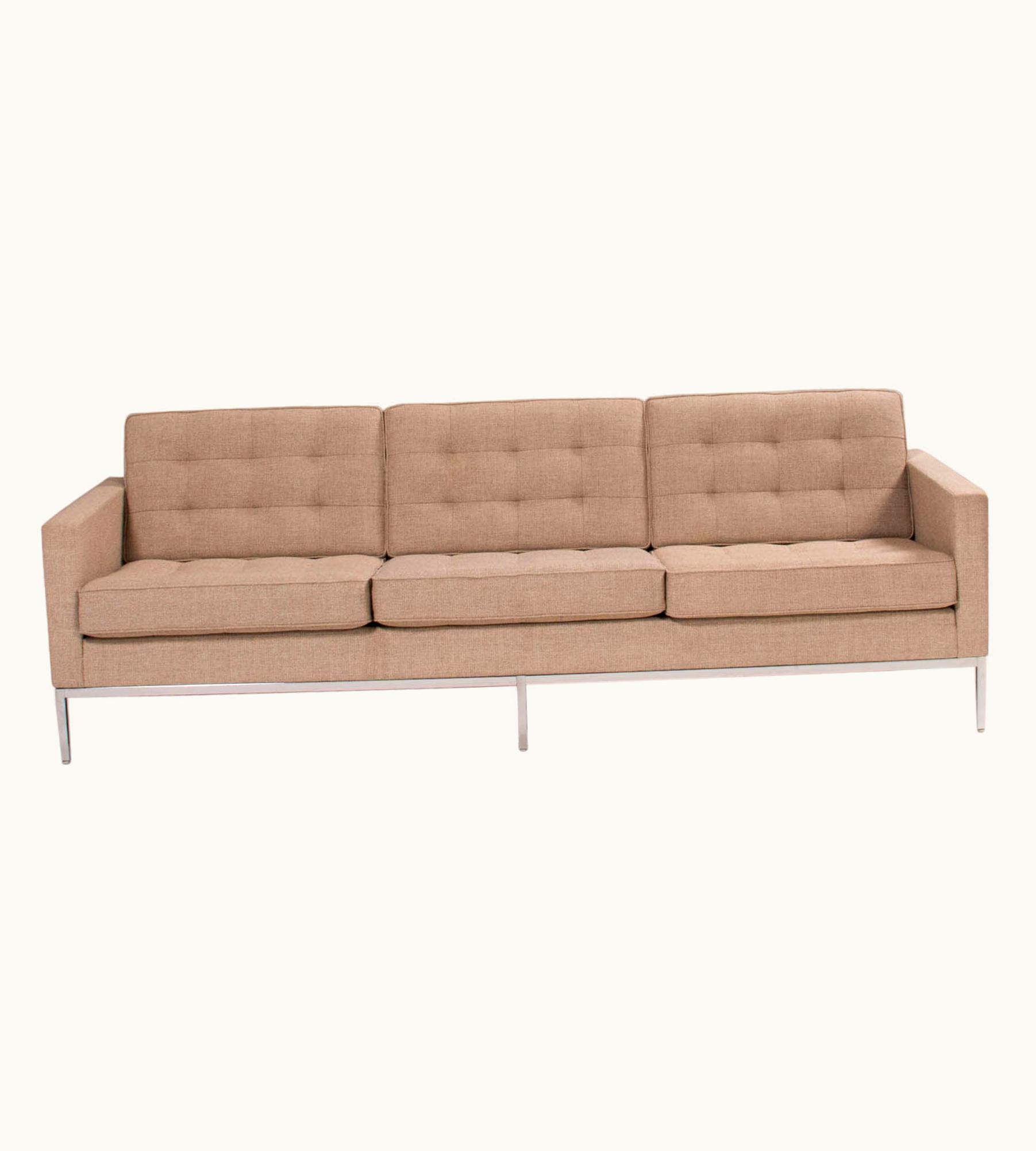 Florence Knoll Florence Knoll For Knoll Beige Fabric Relaxed Three Seater Sofa