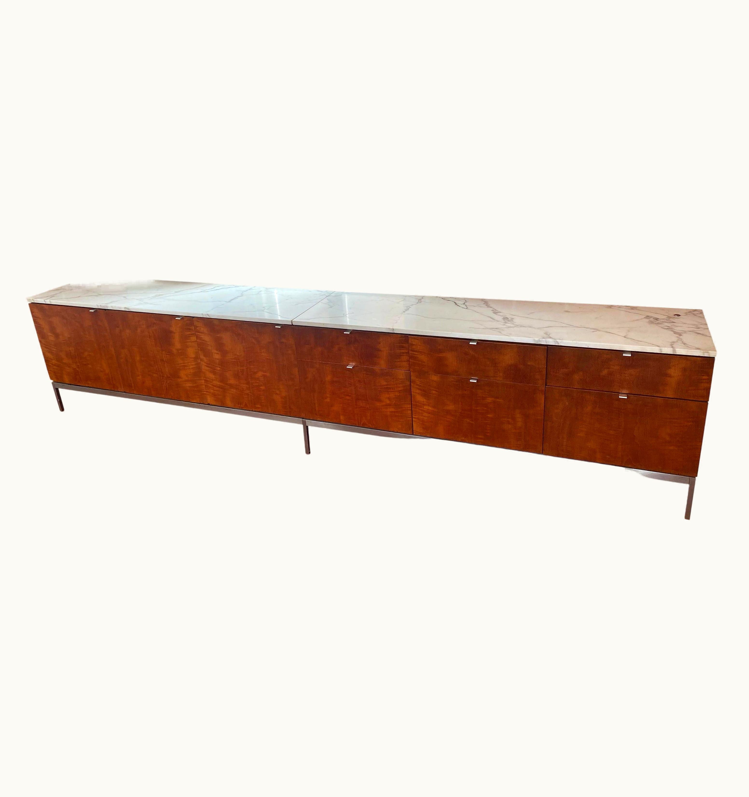 Florence Knoll Walnut Credenza With Calacutta Marble Top - Beautiful Condition