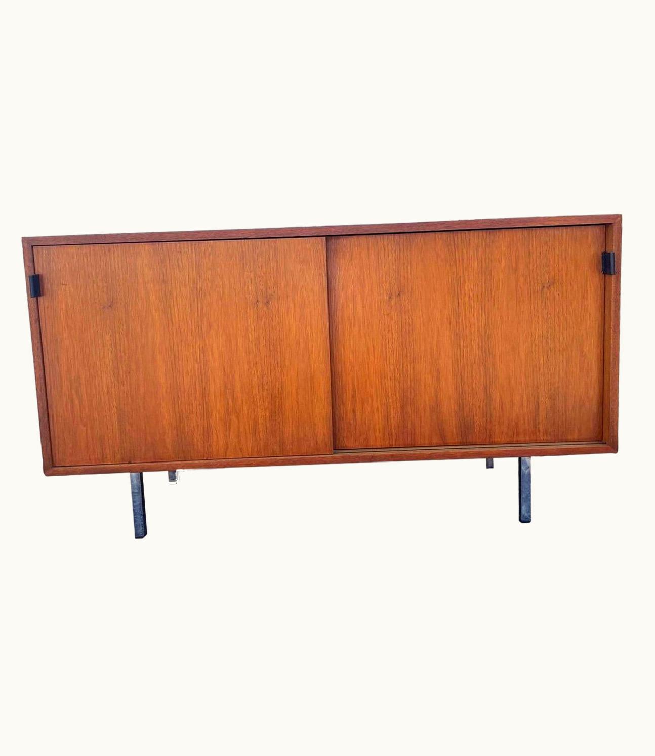 Florence Knoll Florence Knoll Vintage Florence Knoll Petite Walnut Leather Pull Cabinet