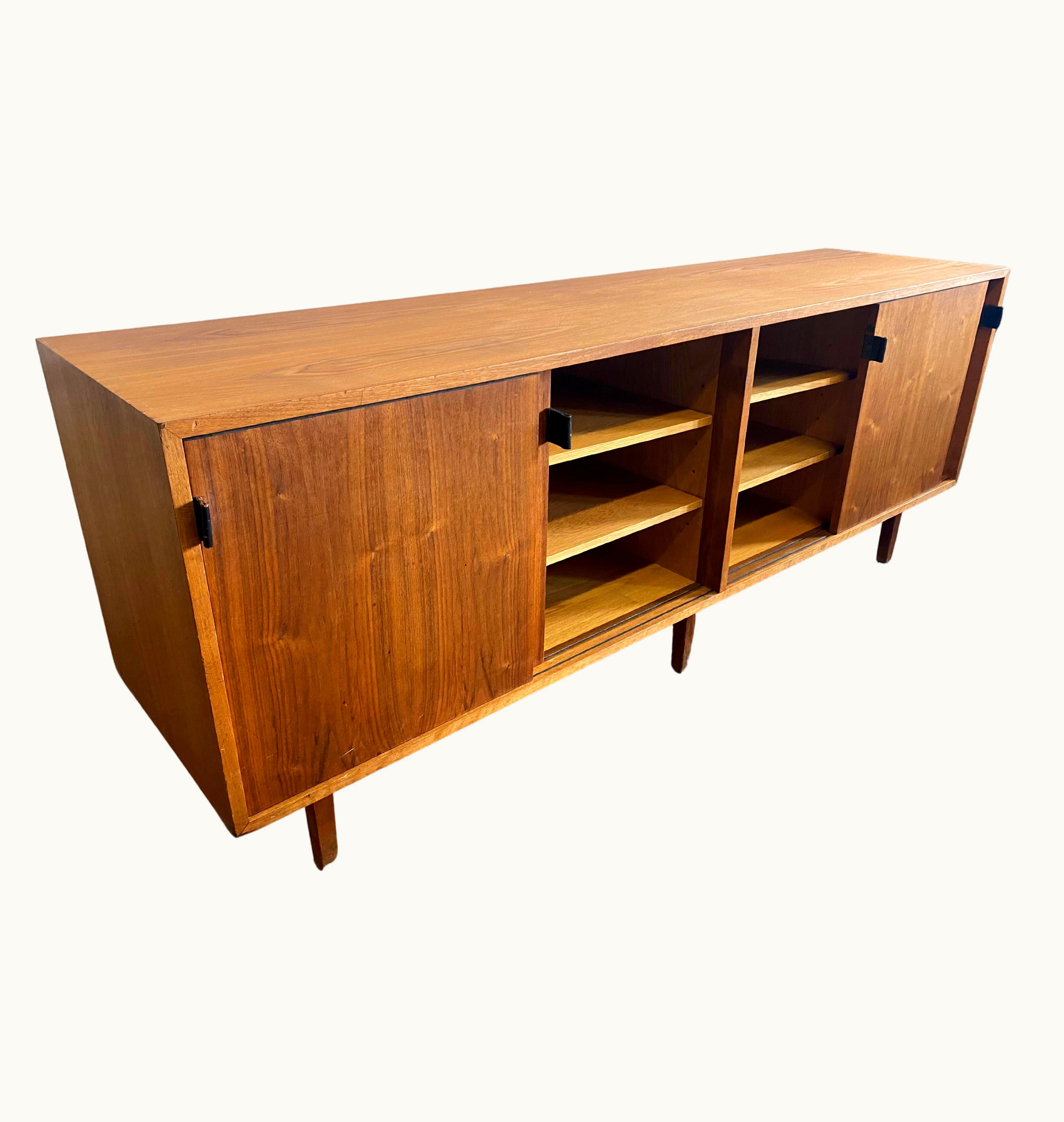 Florence Knoll Florence Knoll Classic Modernist Florence Knoll Walnut And Oak Credenza, Early Knoll Label