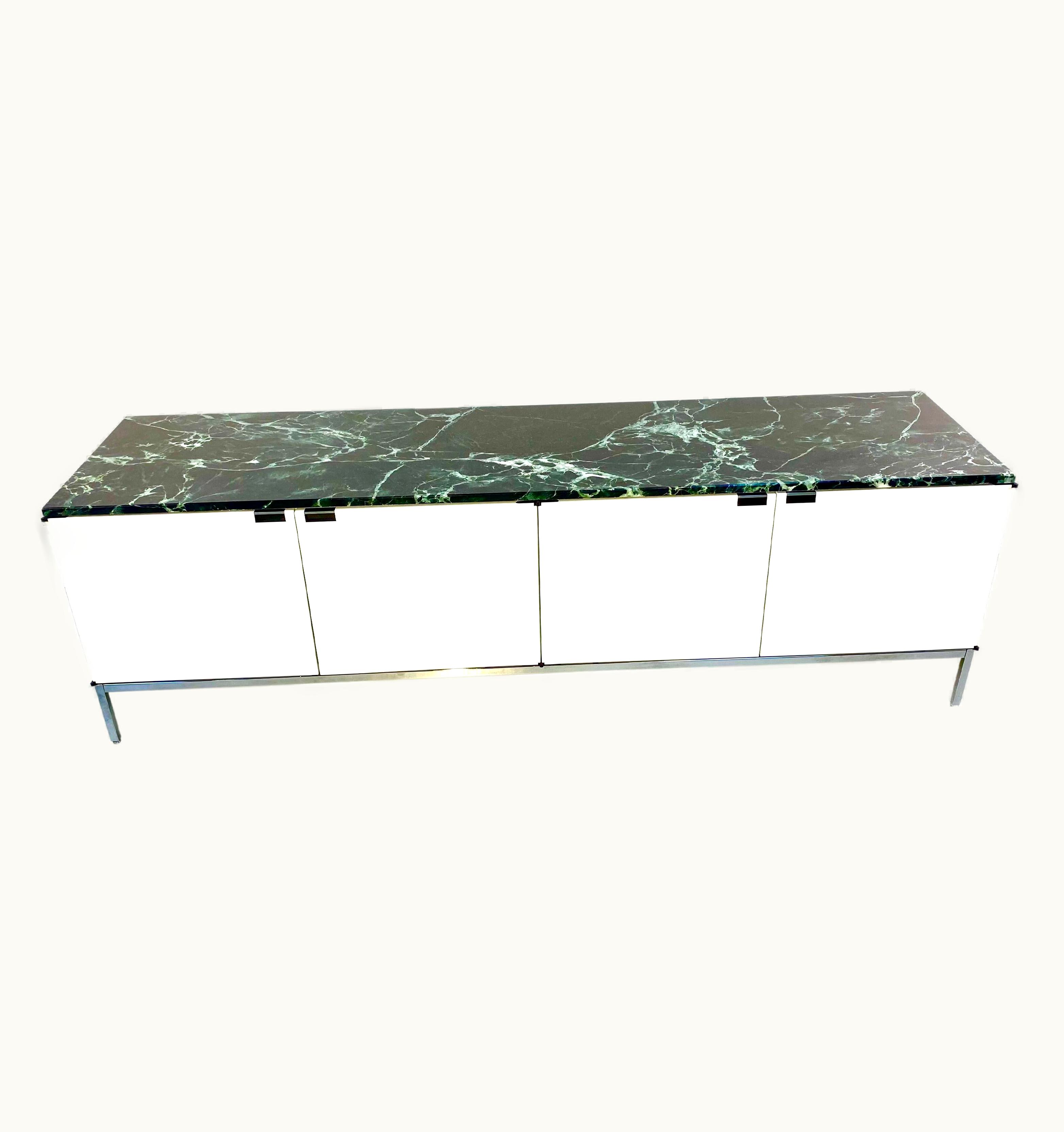 Florence Knoll Florence Knoll Credenza New Edition With Alpi Verdi Marble Top, 2010s