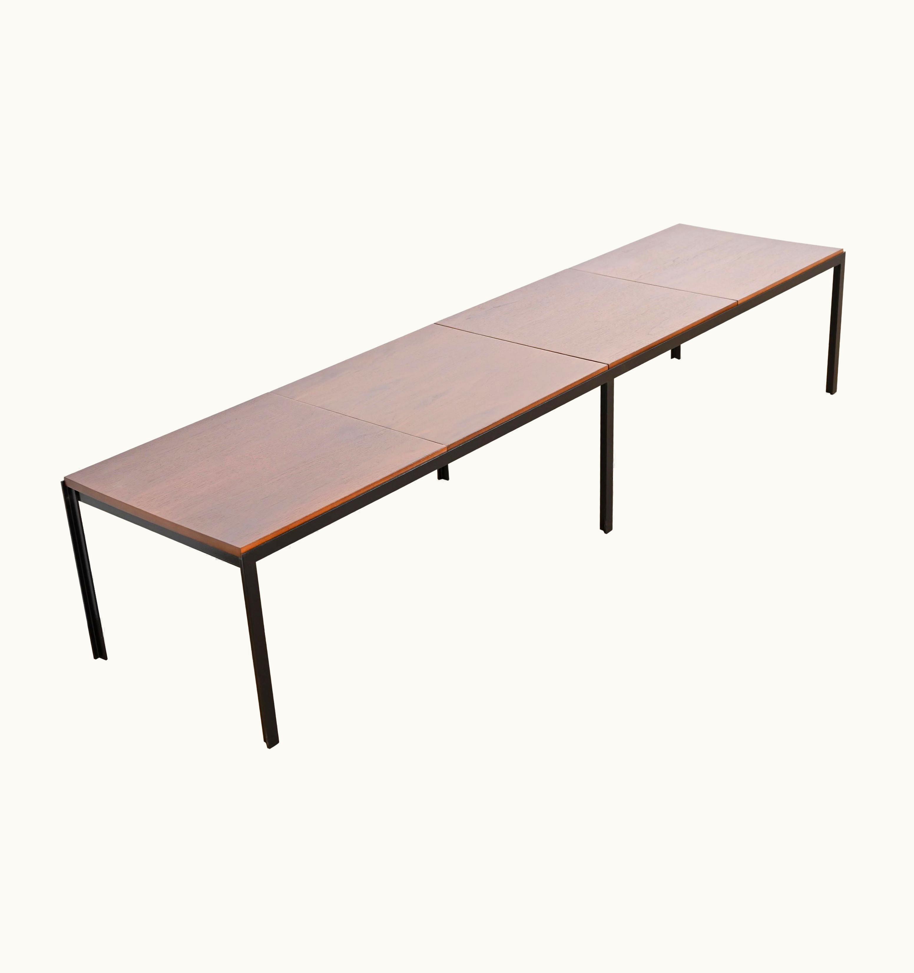 Florence Knoll Florence Knoll Walnut And Steel Extra Long Coffee Table Or Bench, Refinished