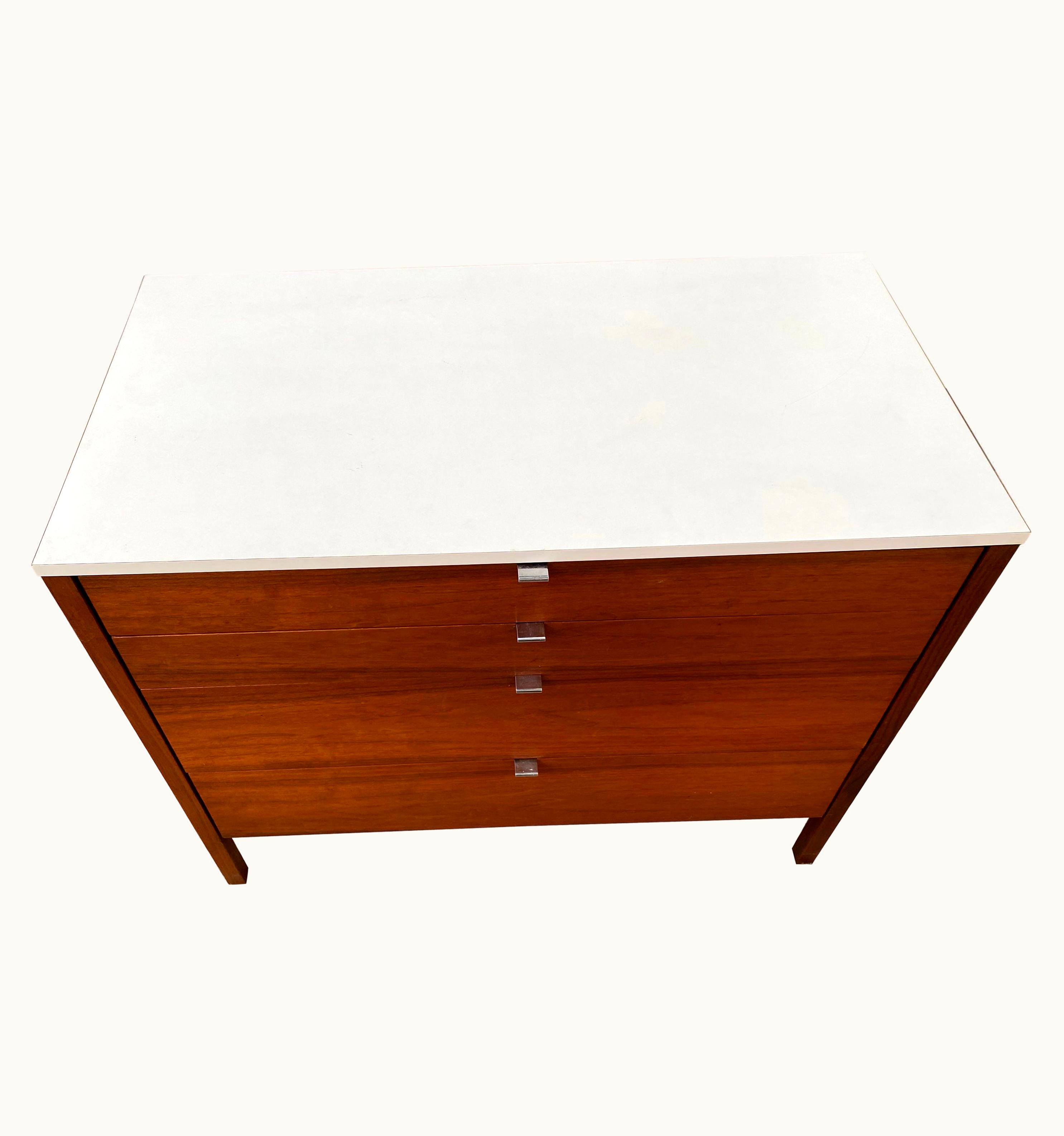 Florence Knoll Florence Knoll Walnut Dresser With White Formica Top, 2 Available