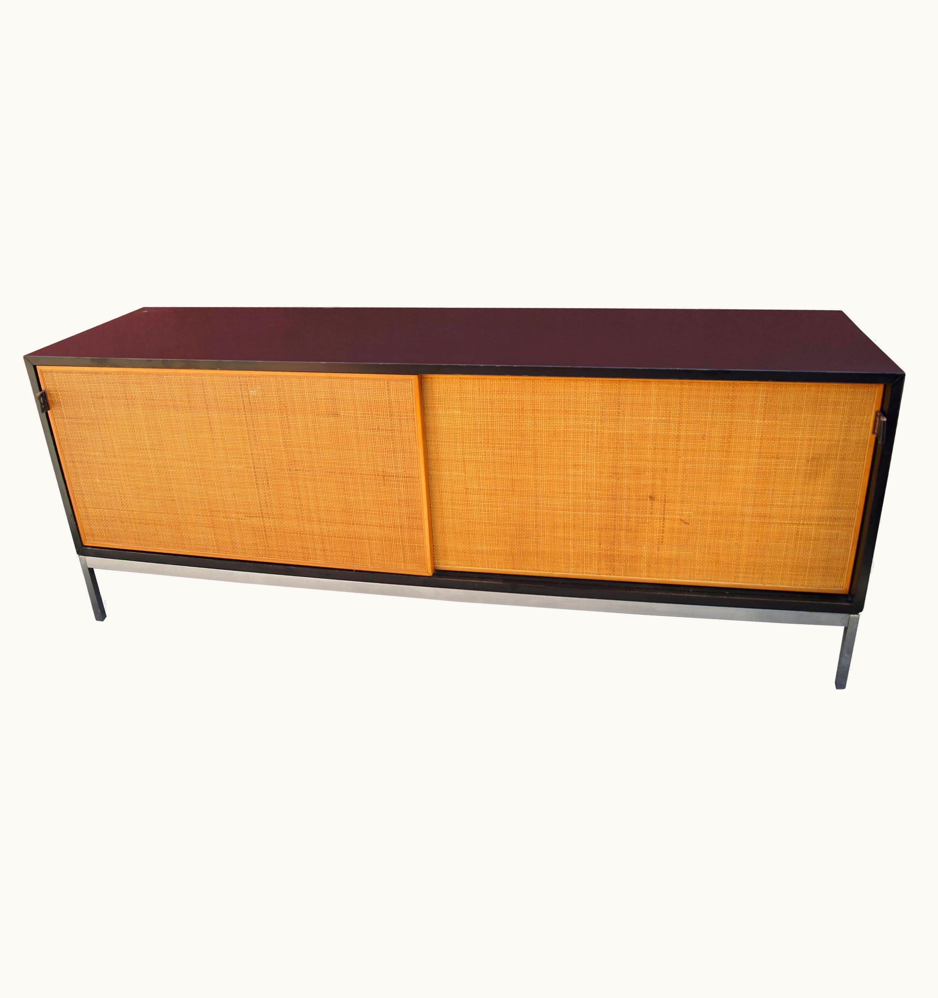 Florence Knoll Florence Knoll Credenza With Cane Doors And Black Laminate Case By Florence Knoll