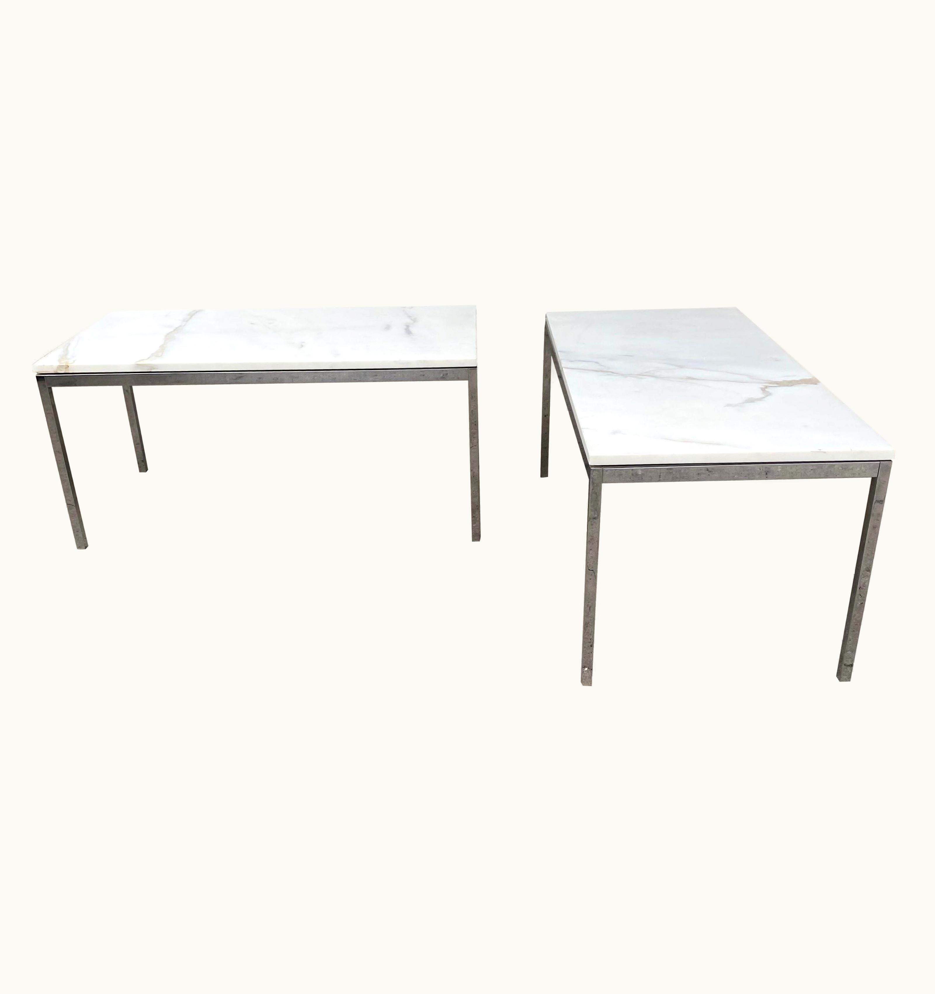 Florence Knoll Florence Knoll Rectangular Coffee Table, Marble & Chrome