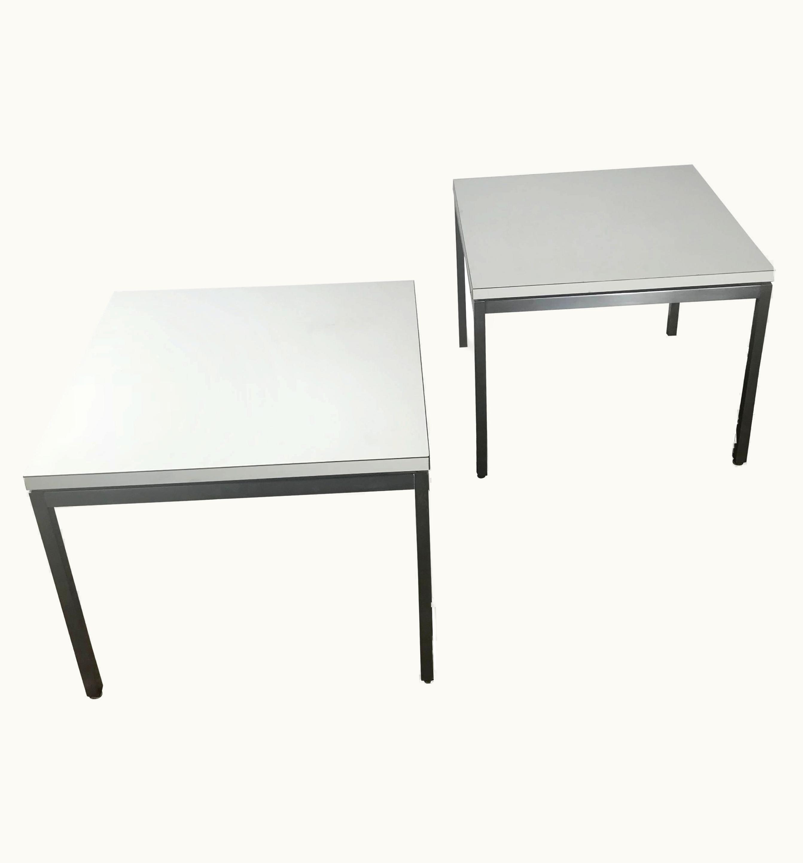 Florence Knoll Florence Knoll Pair Of Early Florence Knoll For Knoll Stainless Steel And Laminate Side Tables