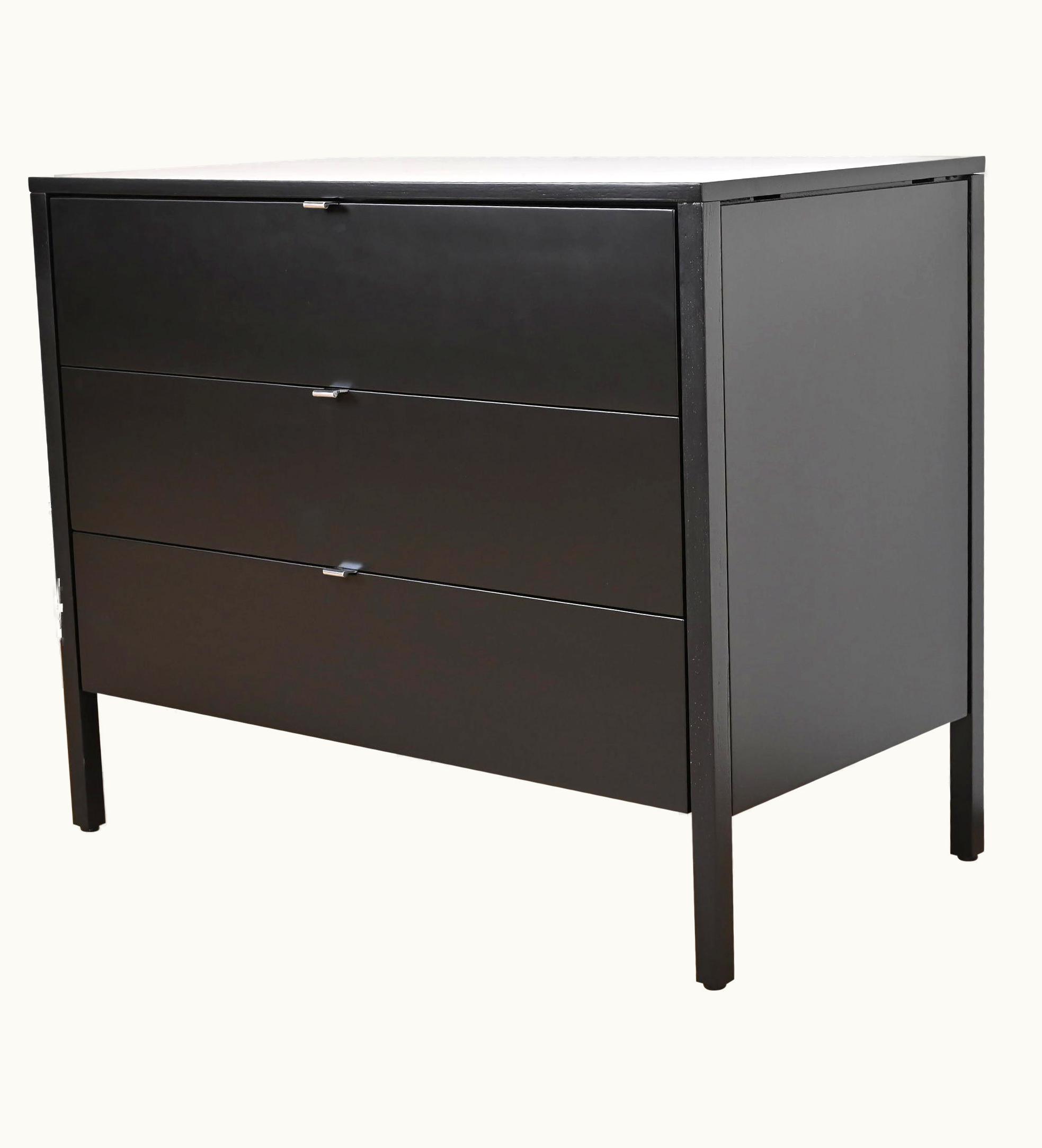 Florence Knoll Florence Knoll Mid-Century Modern Black Lacquered Chest Of Drawers, Refinished