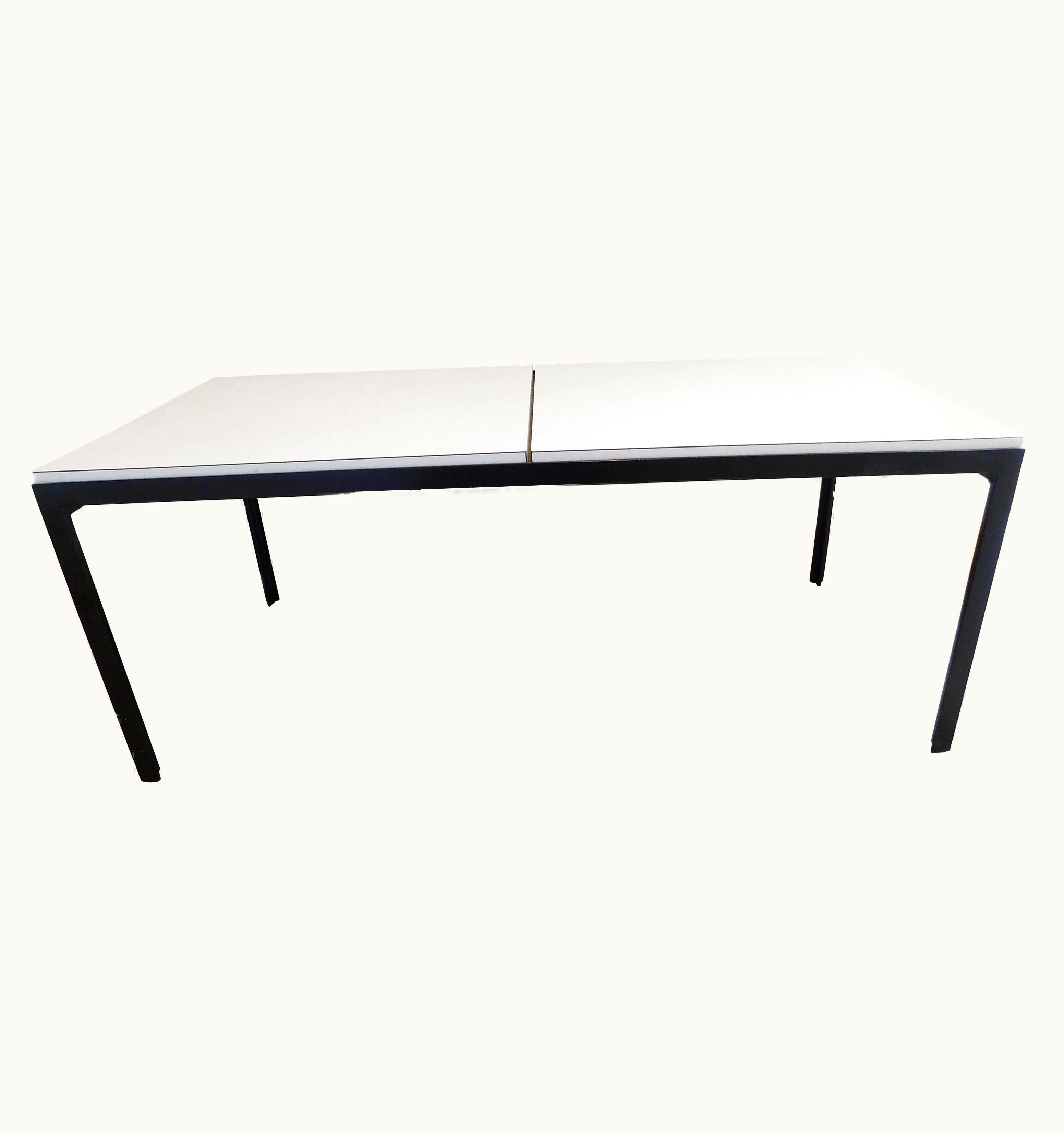 Florence Knoll Florence Knoll T-Angle White Laminate And Black Steel Coffee Table, 1960s