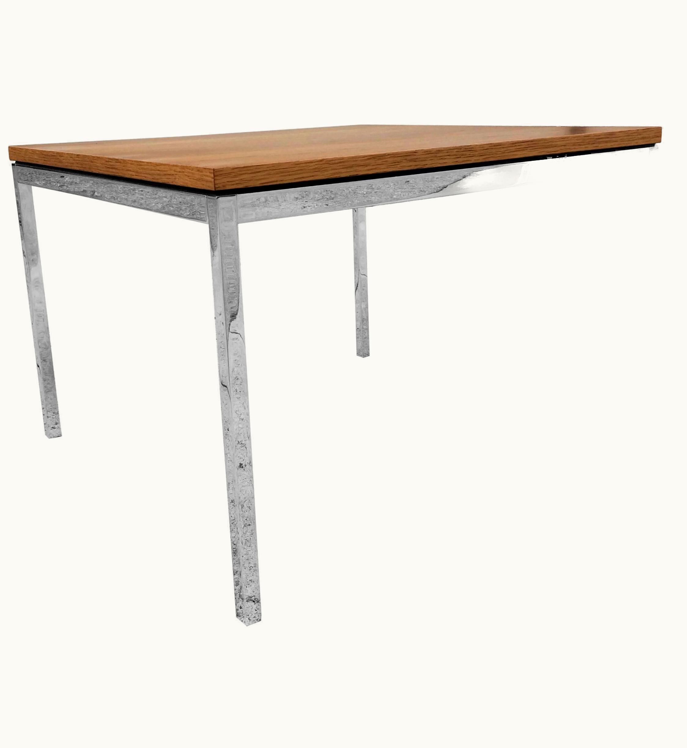 Florence Knoll Florence Knoll Side Table, Oak Top On Chrome Legs, USA, 1970s