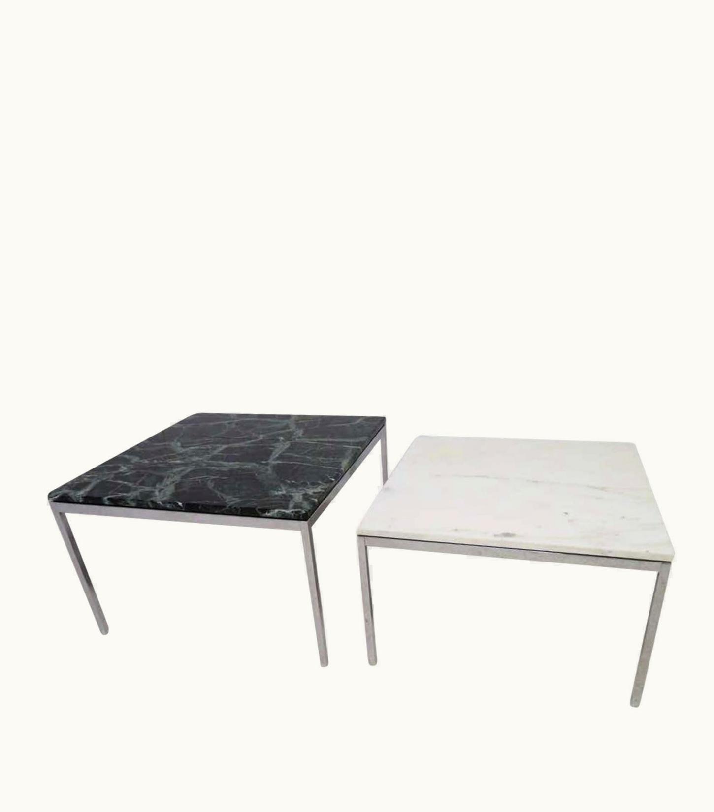Florence Knoll Florence Knoll Lovely Pair Florence Knoll Chrome Marble Side End Tables Mid-Century Modern