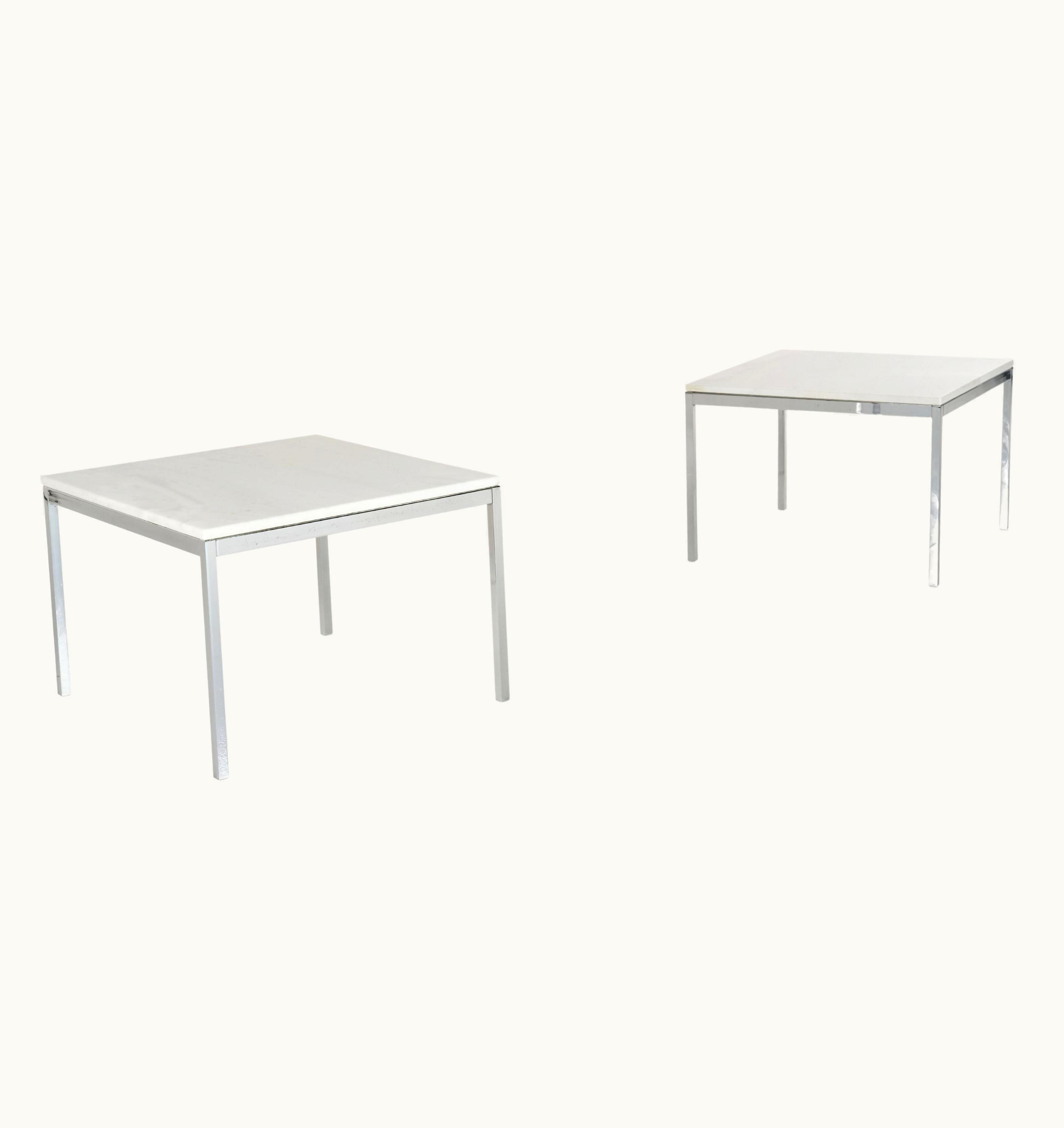 Florence Knoll Florence Knoll Set Of Two Metal And Mar Low Table By Florence Knoll, American Design, 1960s