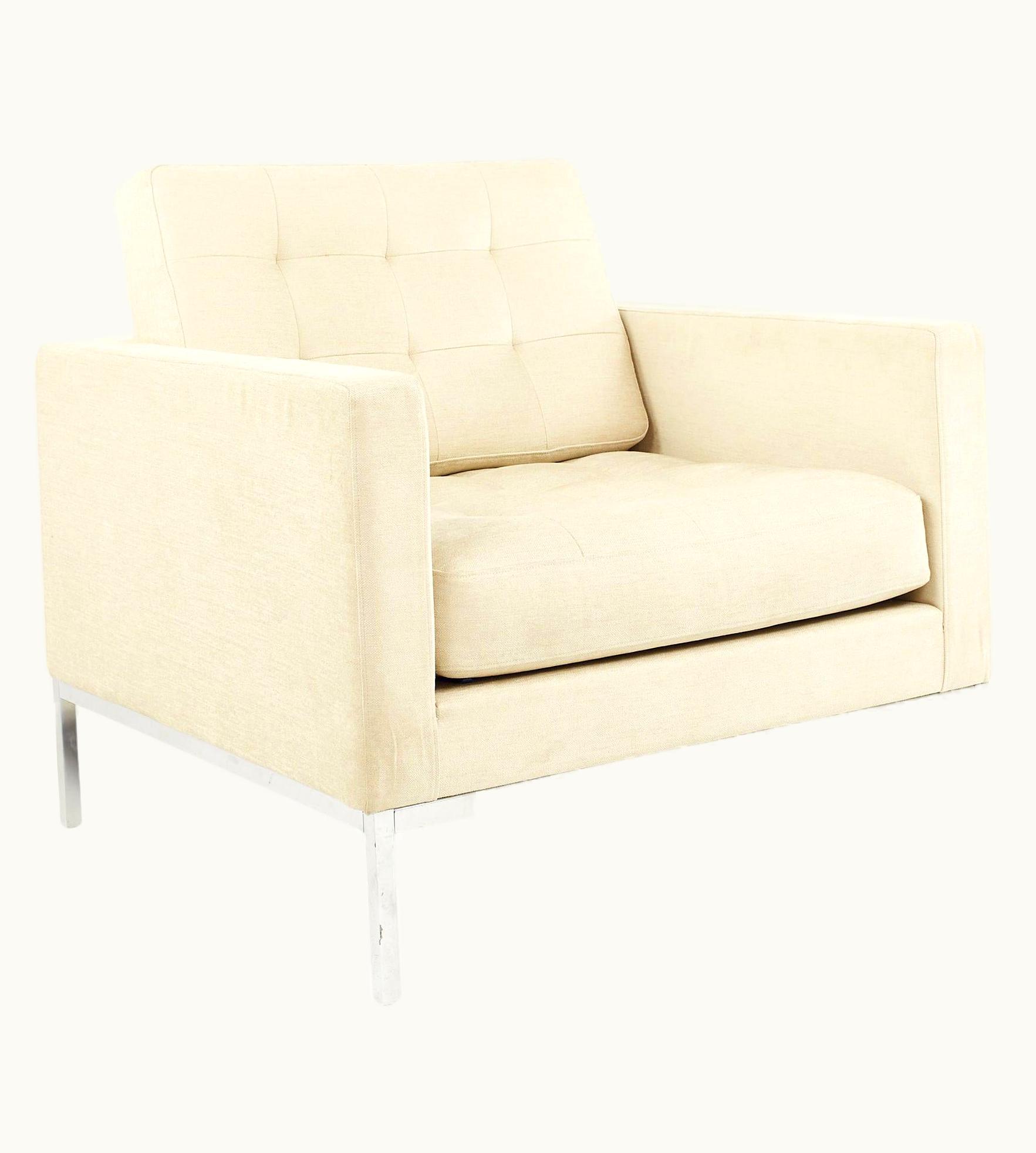 Florence Knoll Florence Knoll Modern Chrome Upholstered Arm Chair