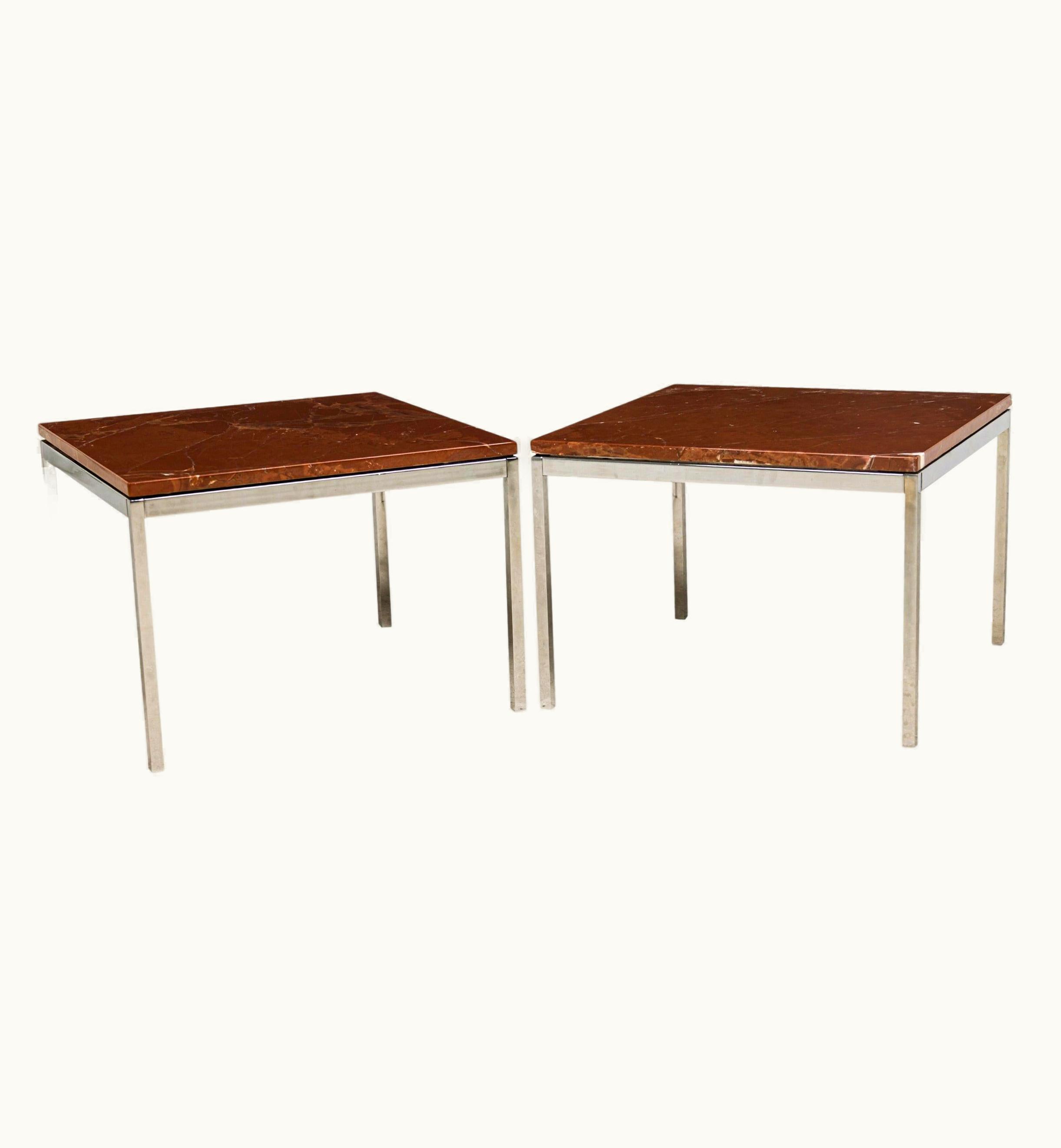 Florence Knoll Florence Knoll Pair Of Florence Knoll For Knoll International Brown Marble End / Side Tables