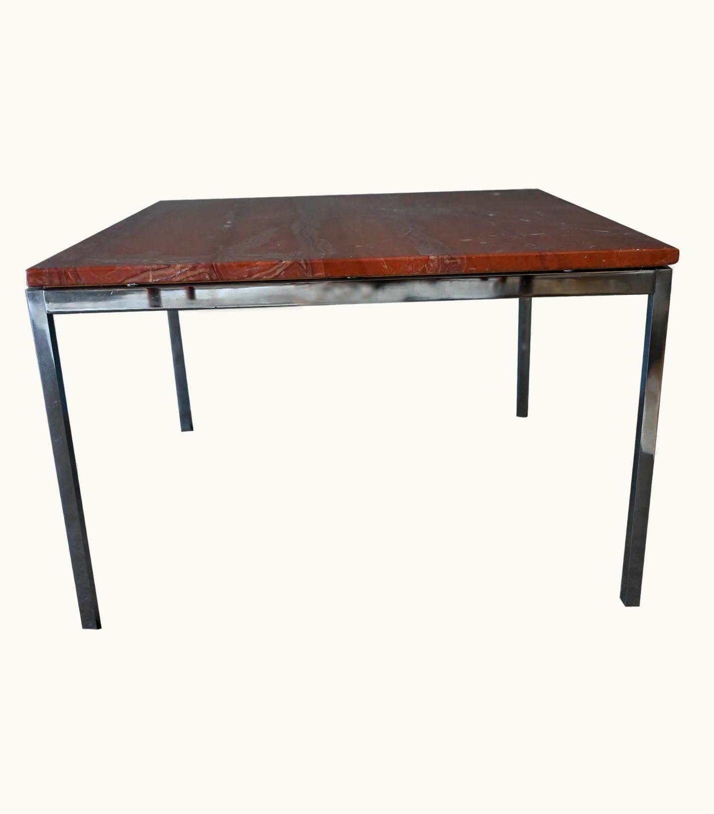 Florence Knoll Florence Knoll Chrome And Rojo Alicante Marble Coffee Or Side Table By Knoll, Ca. 1960