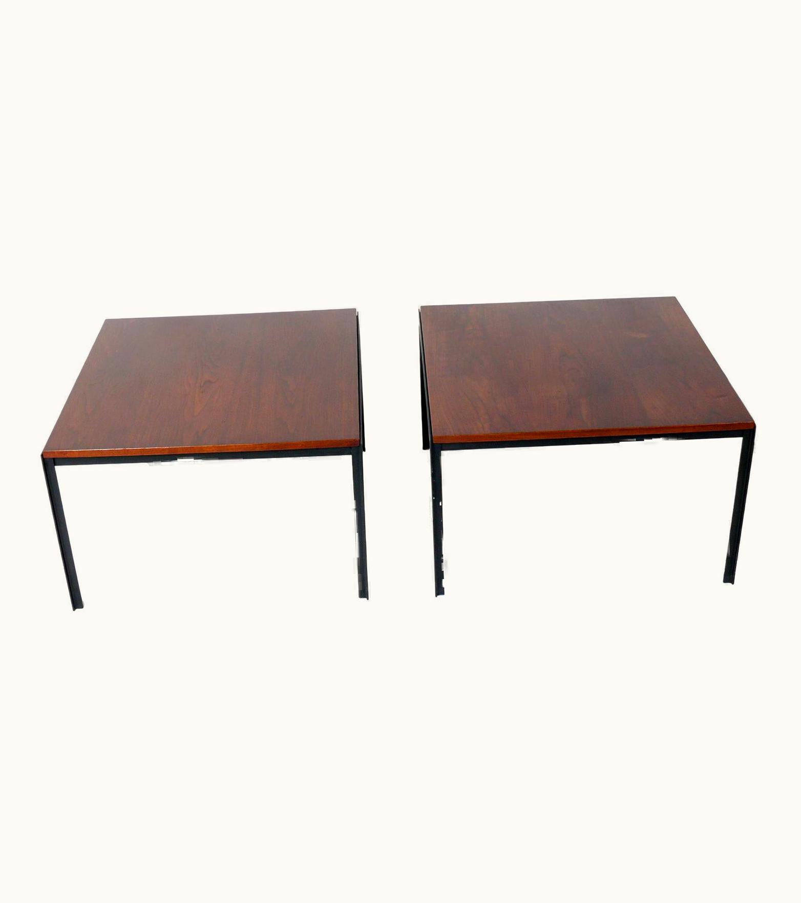 Florence Knoll Florence Knoll Clean Lined Walnut And Iron Tables Or Nightstands By Knoll