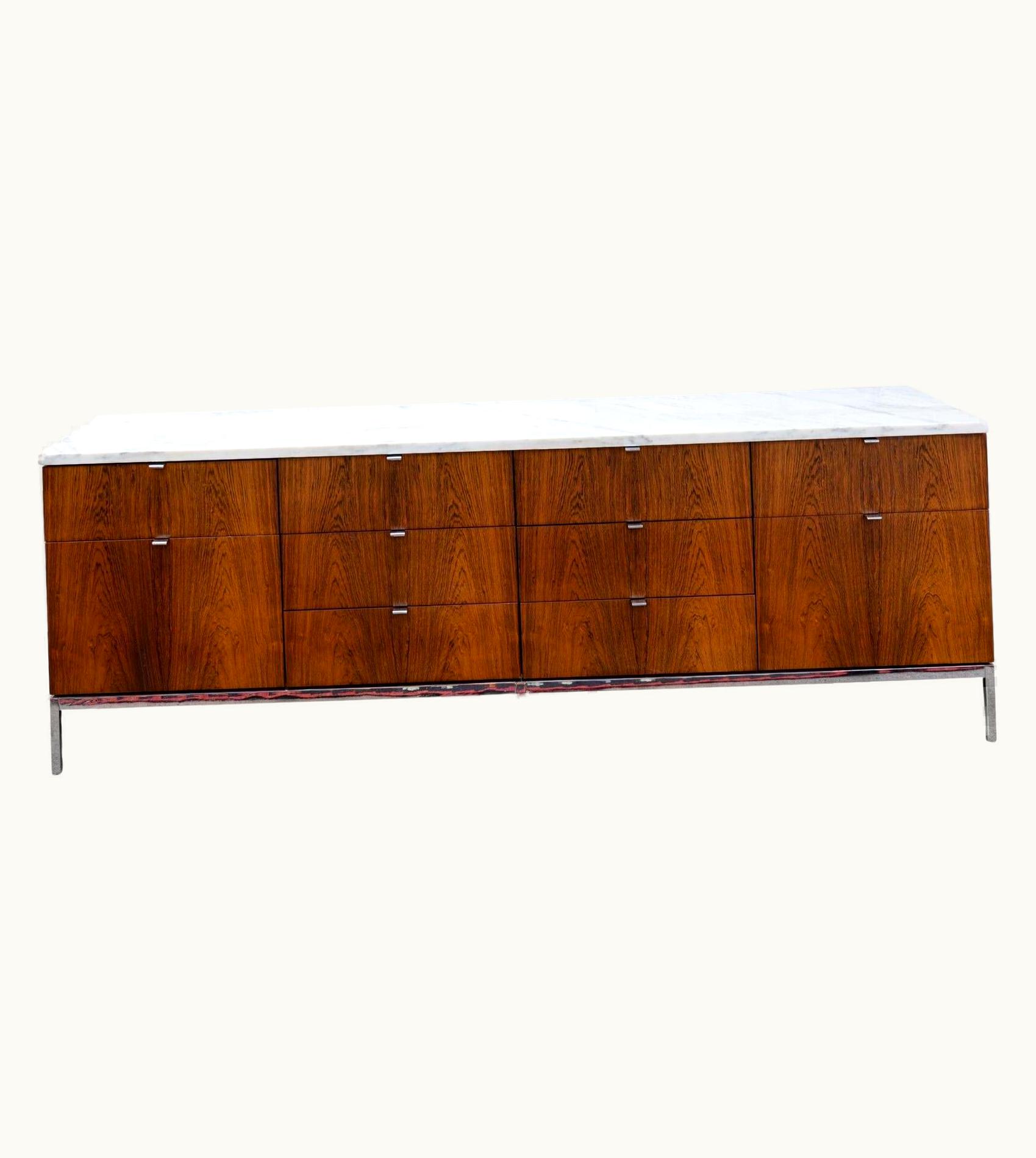 Florence Knoll Florence Knoll Mid-Century Modern Florence Knoll Rosewood Marble Top Credenza