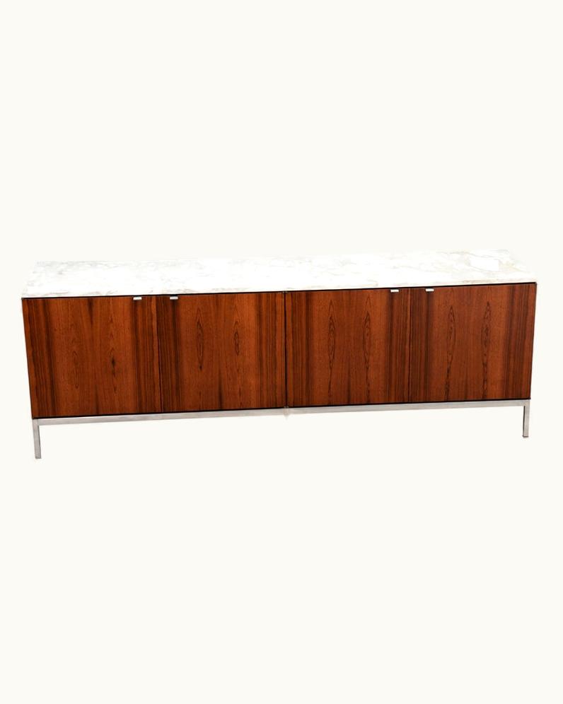 Florence Knoll Florence Knoll Four Position Credenza Rosewood Marble Chrome Steel 1960s