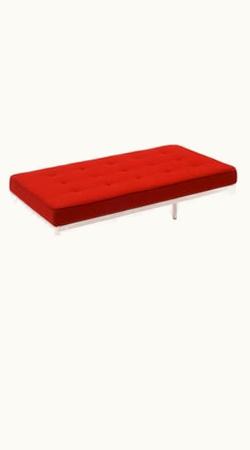 Florence Knoll Florence Knoll Three Foot Bench By Florence Knoll, Red Knoll Fabric, Chrome Frame, Signed