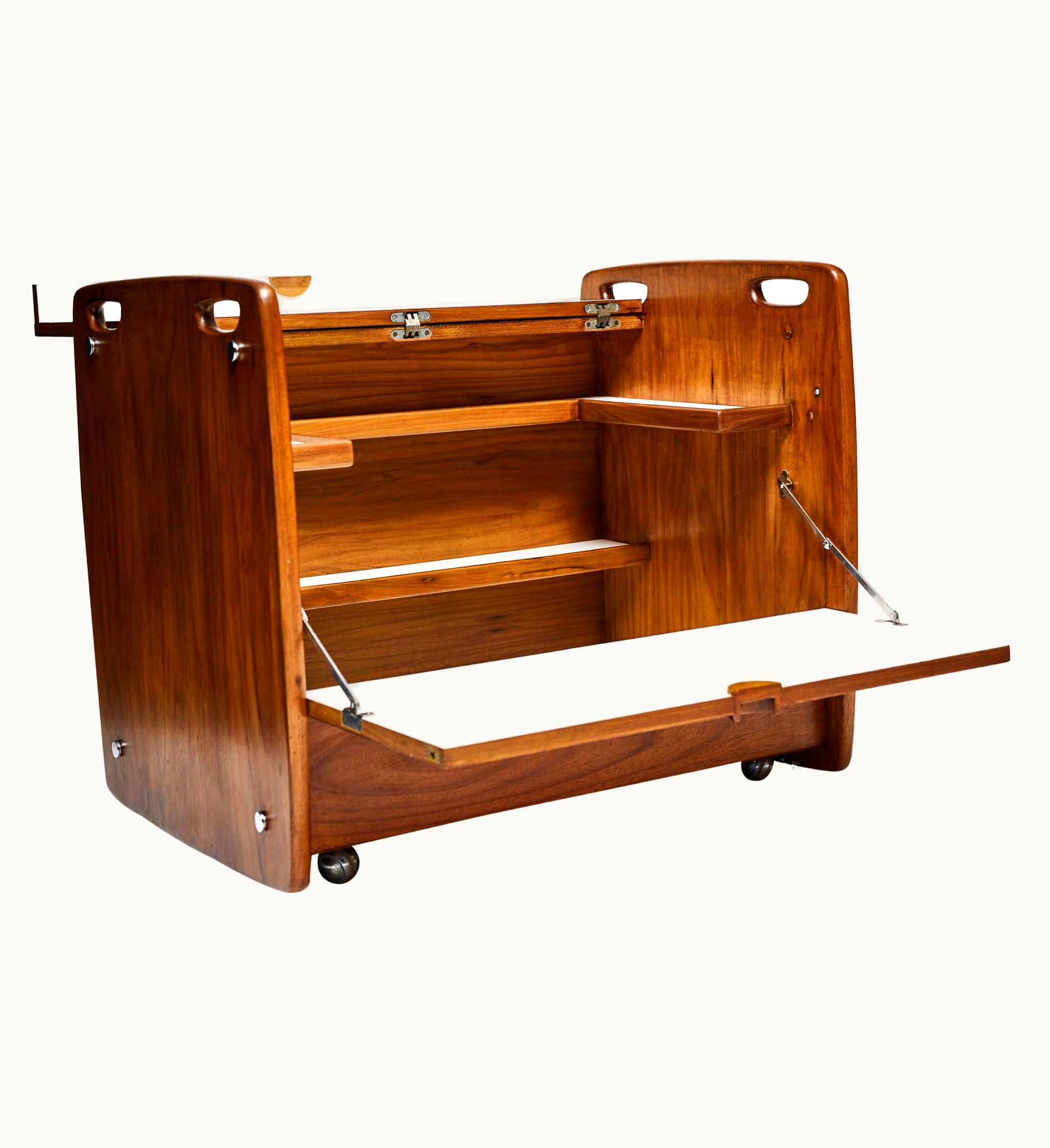 Sergio Rodrigues Sergio Rodrigues Brazilian Modern Bar Cart In Hardwood By Sergio Rodrigues For Oca, 1962, Brazil