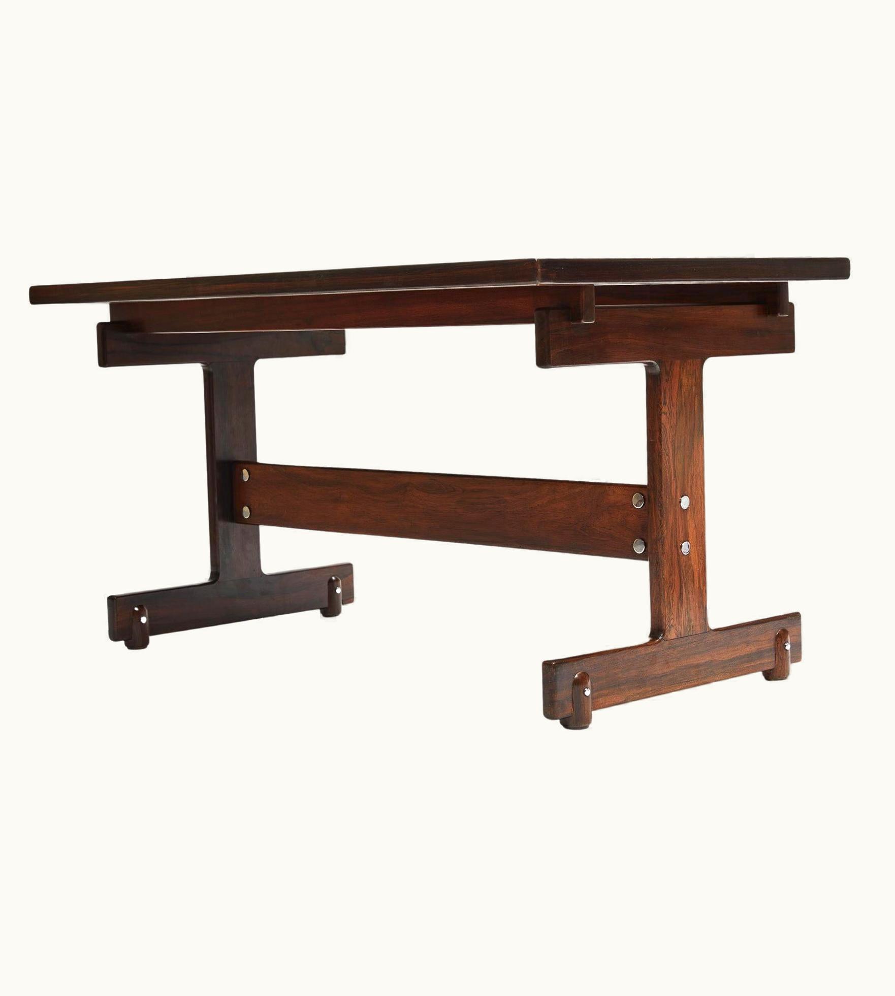 Sergio Rodrigues Sergio Rodrigues Midcentury Modern Table In Hardwood & Chrome By Sergio Rodrigues, Brazil, 1963