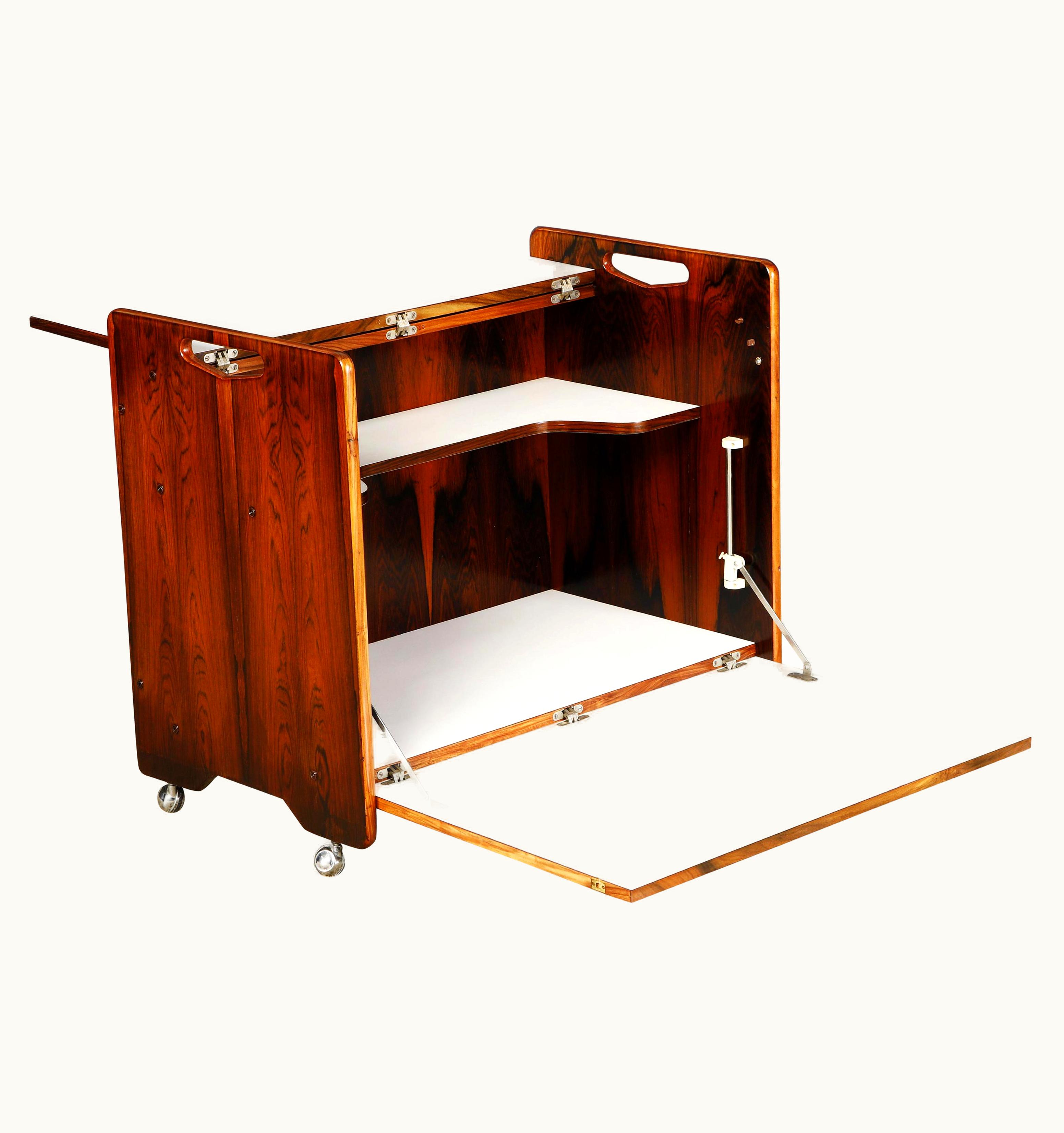 Sergio Rodrigues Sergio Rodrigues Brazilian Rosewood Convertible Bar Cart, C 1960s Brazil