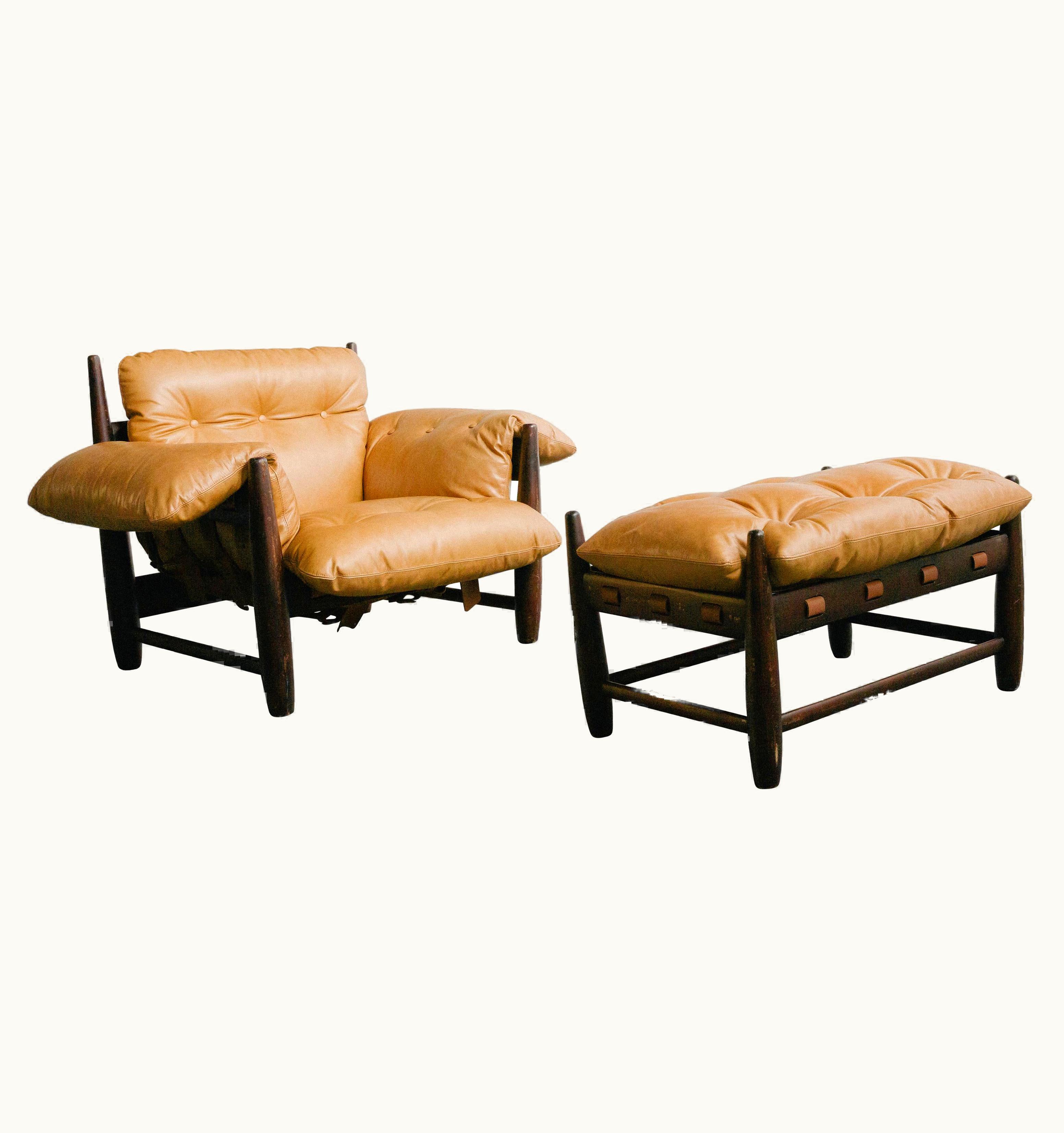 Sergio Rodrigues Sergio Rodrigues Vintage 'Mole' Rosewood Armchair With Ottoman By Sergio Rodrigues