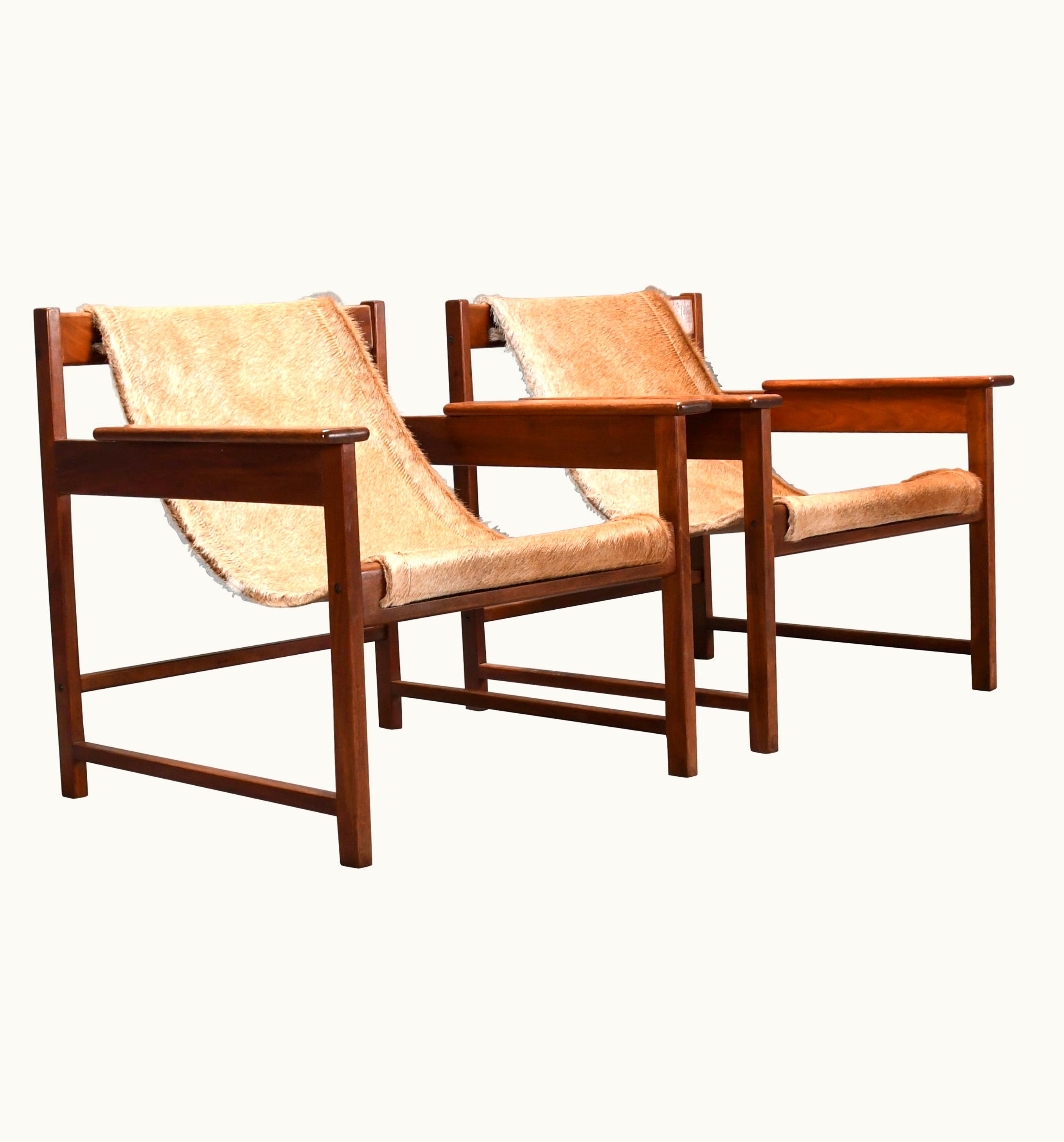 Pair Of 'Lia' Armchairs By Sérgio Rodrigues, Brazil, 1962, Jacaranda And Cowhide