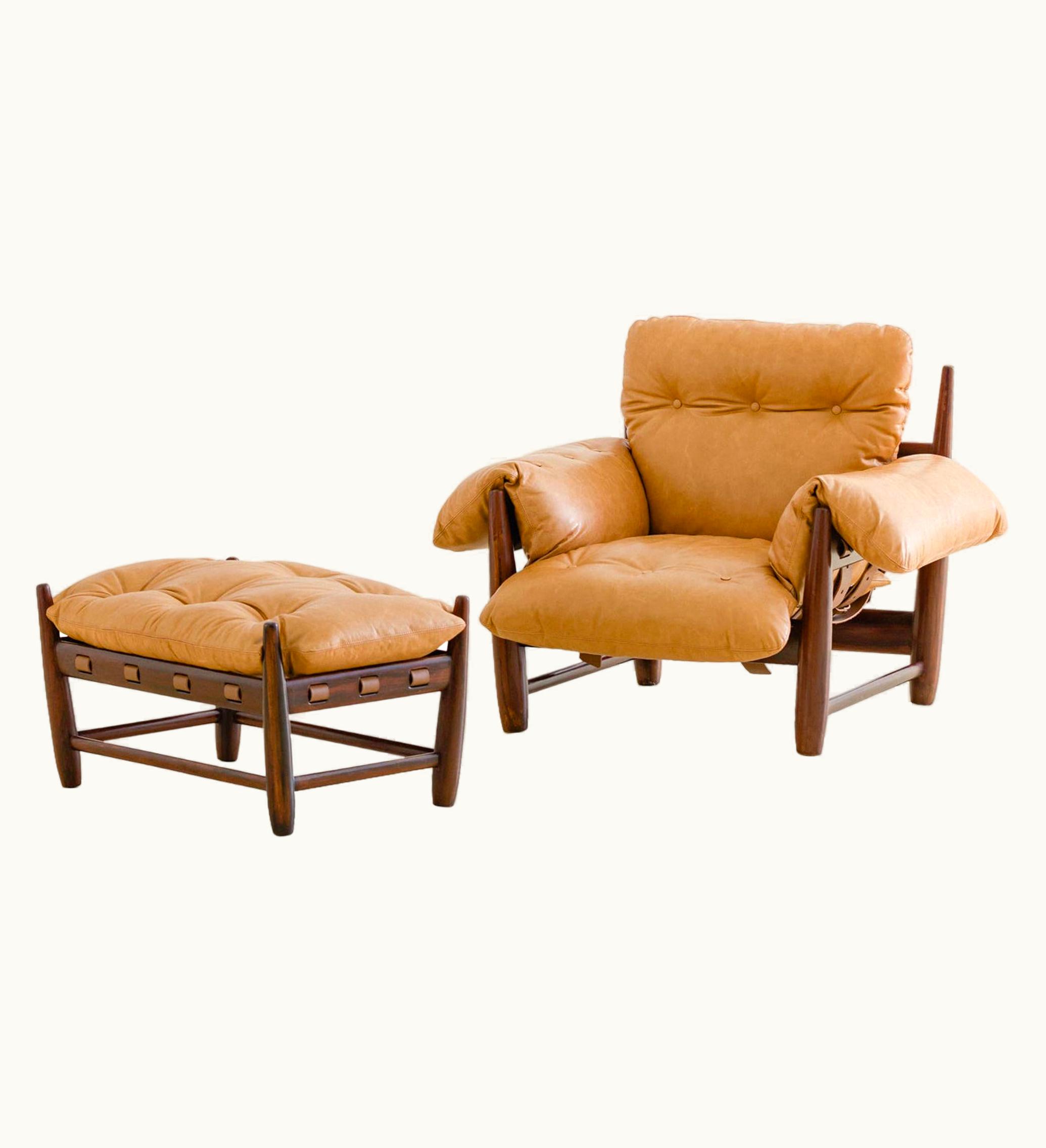 Sergio Rodrigues Vintage 'Mole' Rosewood Armchair With Ottoman By Sergio Rodrigues, 1957, Brazil