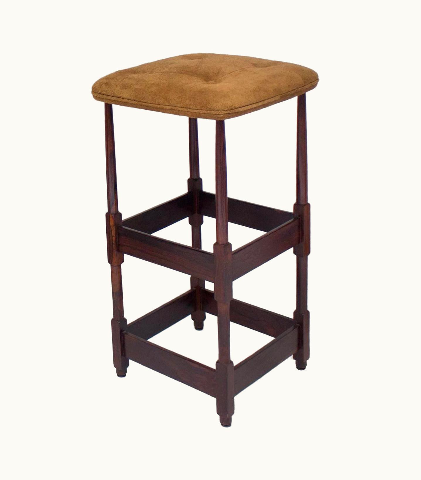 Sergio Rodrigues Sergio Rodrigues Midcentury Brazilian Wood Bench With Suede Upholstery By Sérgio Rodrigues