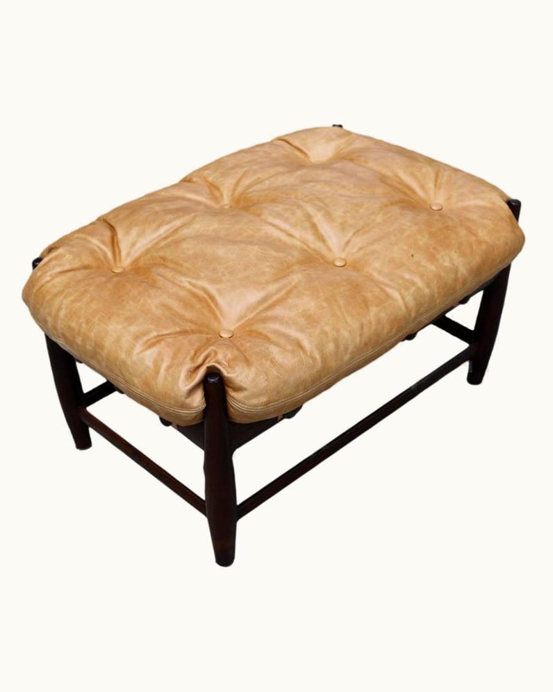 Sergio Rodrigues Sergio Rodrigues Mole Ottoman - Sergio Rodrigues, Rosewood And Brown Leather 50'