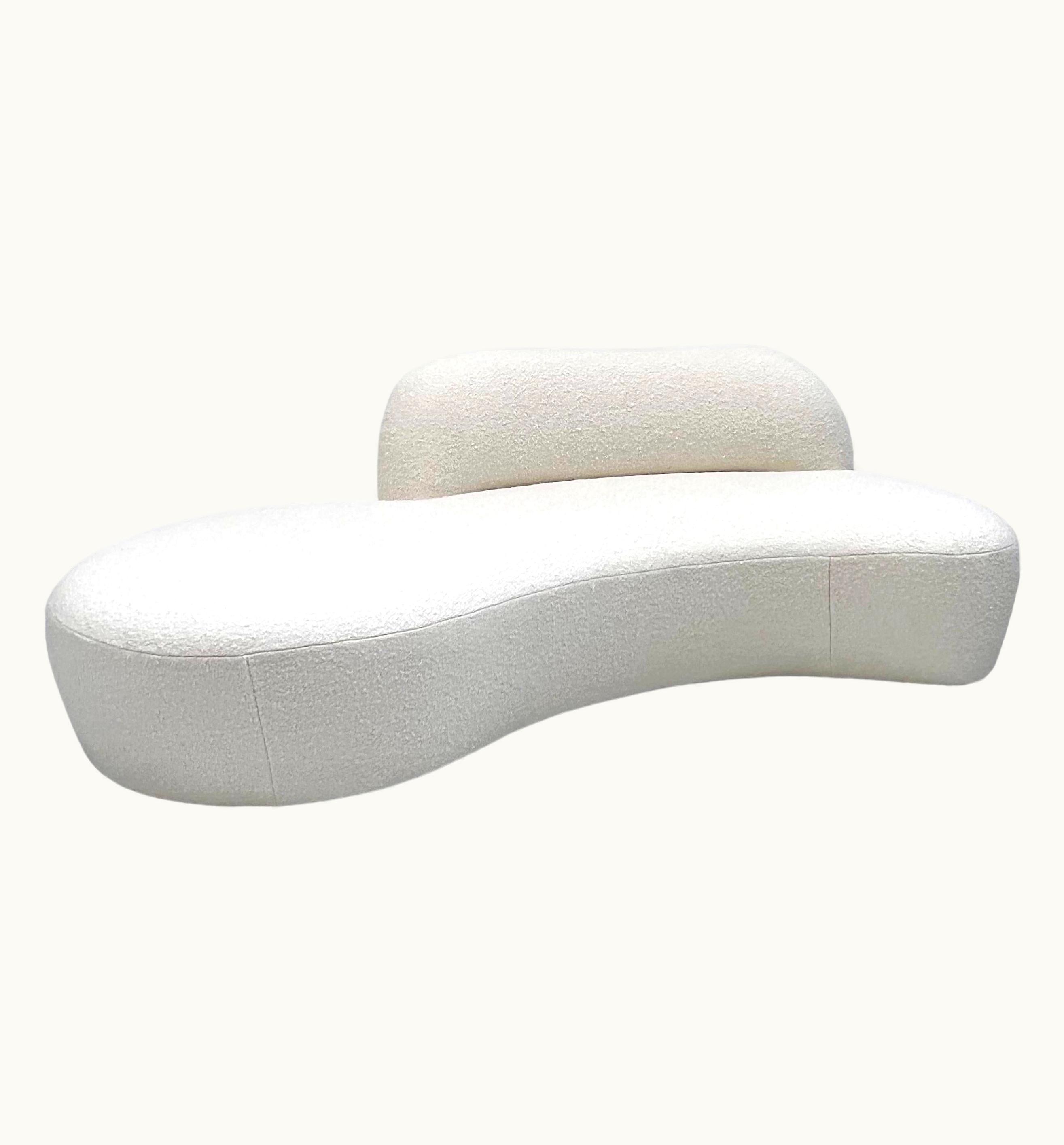 Vladimir Kagan Vladimir Kagan Curved Zoe Sofa In White Boucle For American Leather, Signed