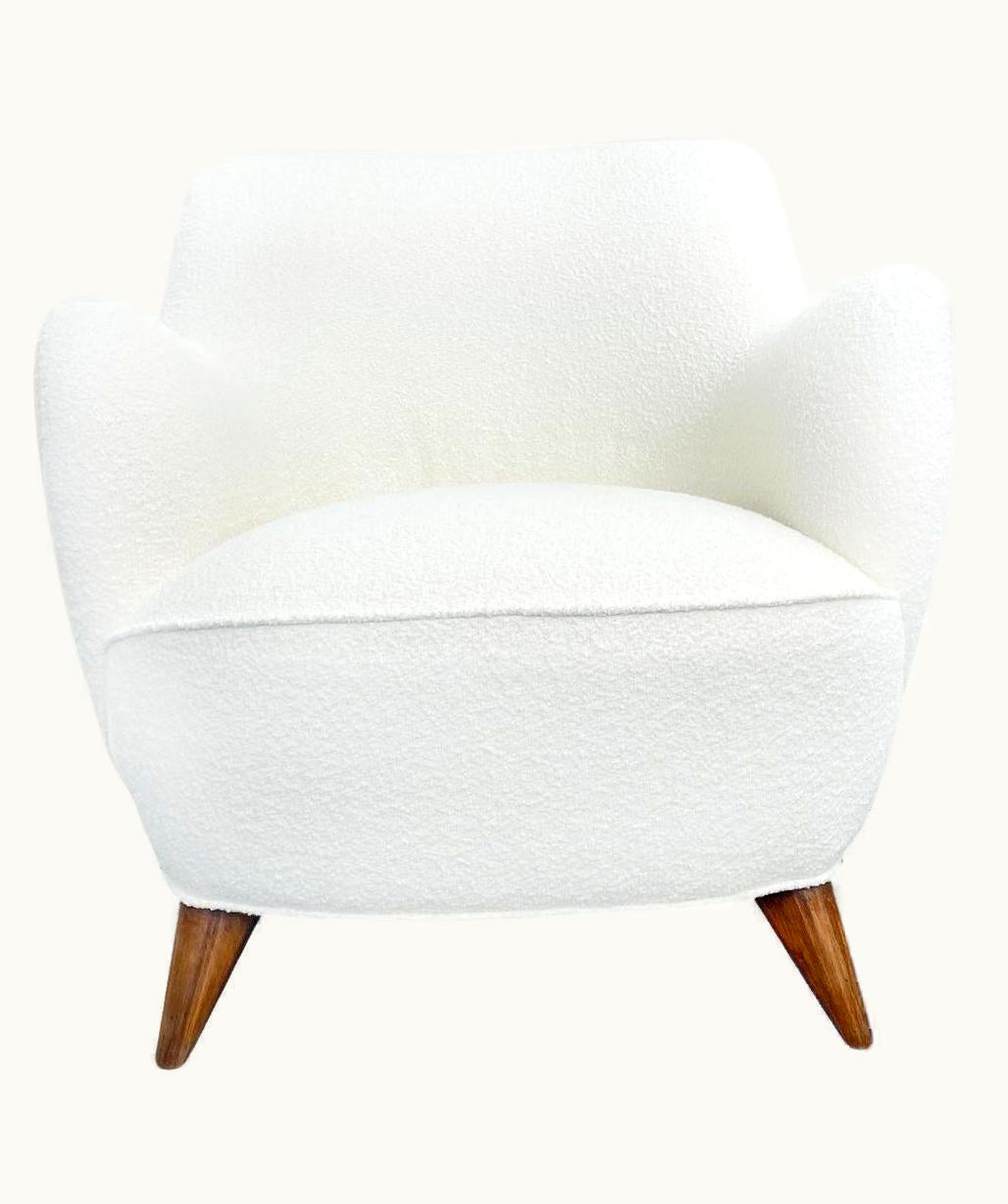 Vladimir Kagan 20th Century White American Walnut Single Barrel Club Chair By Vladimir Kagan