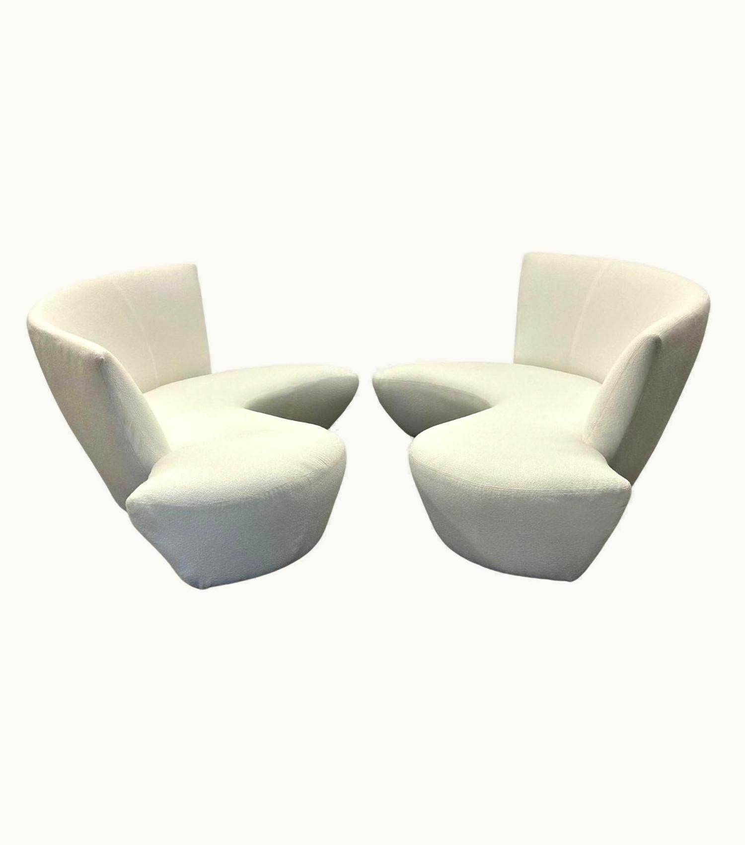Vladimir Kagan Vladimir Kagan Pair Of Mid-Century Modern Organic Vladimir Kagan Bilbao Sofas, White Boucle
