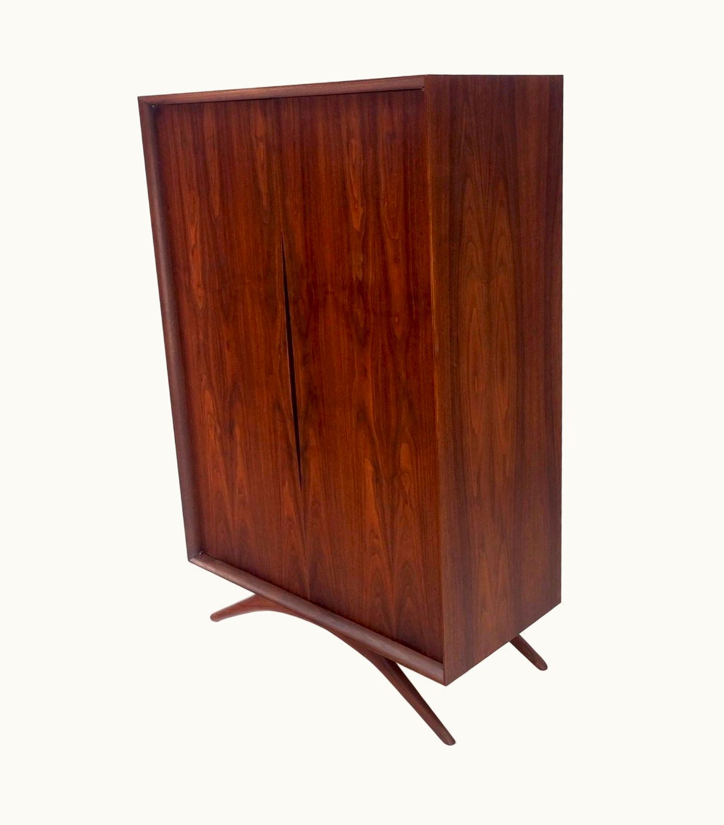 Vladimir Kagan Walnut Dresser Two Door Cabinet Chifforobe On Slayed Legs Mint!