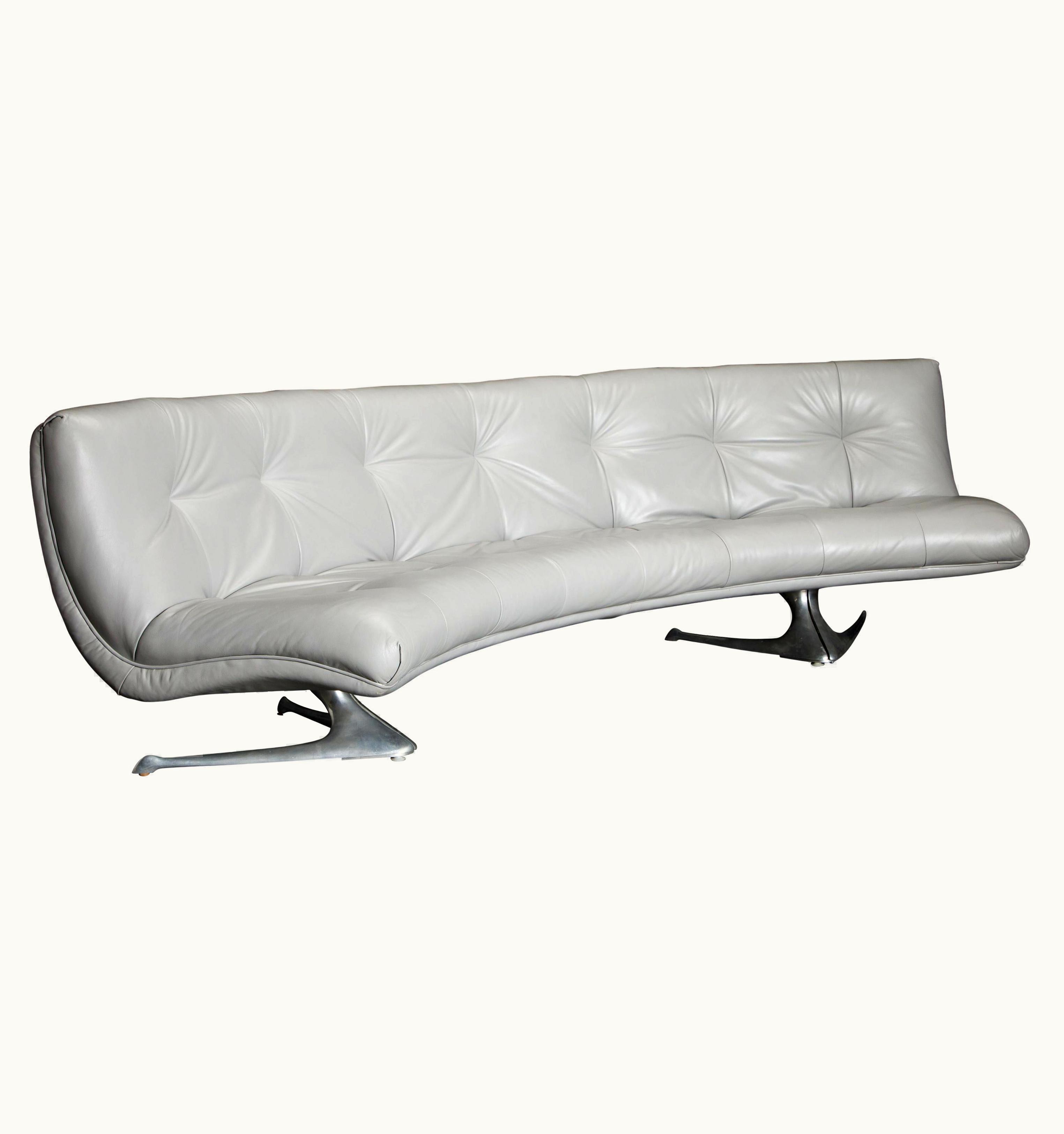 Vladimir Kagan Vladimir Kagan Rare 'Unicorn' Leather And Aluminum Curved Sofa By Vladimir Kagan, C. 1963