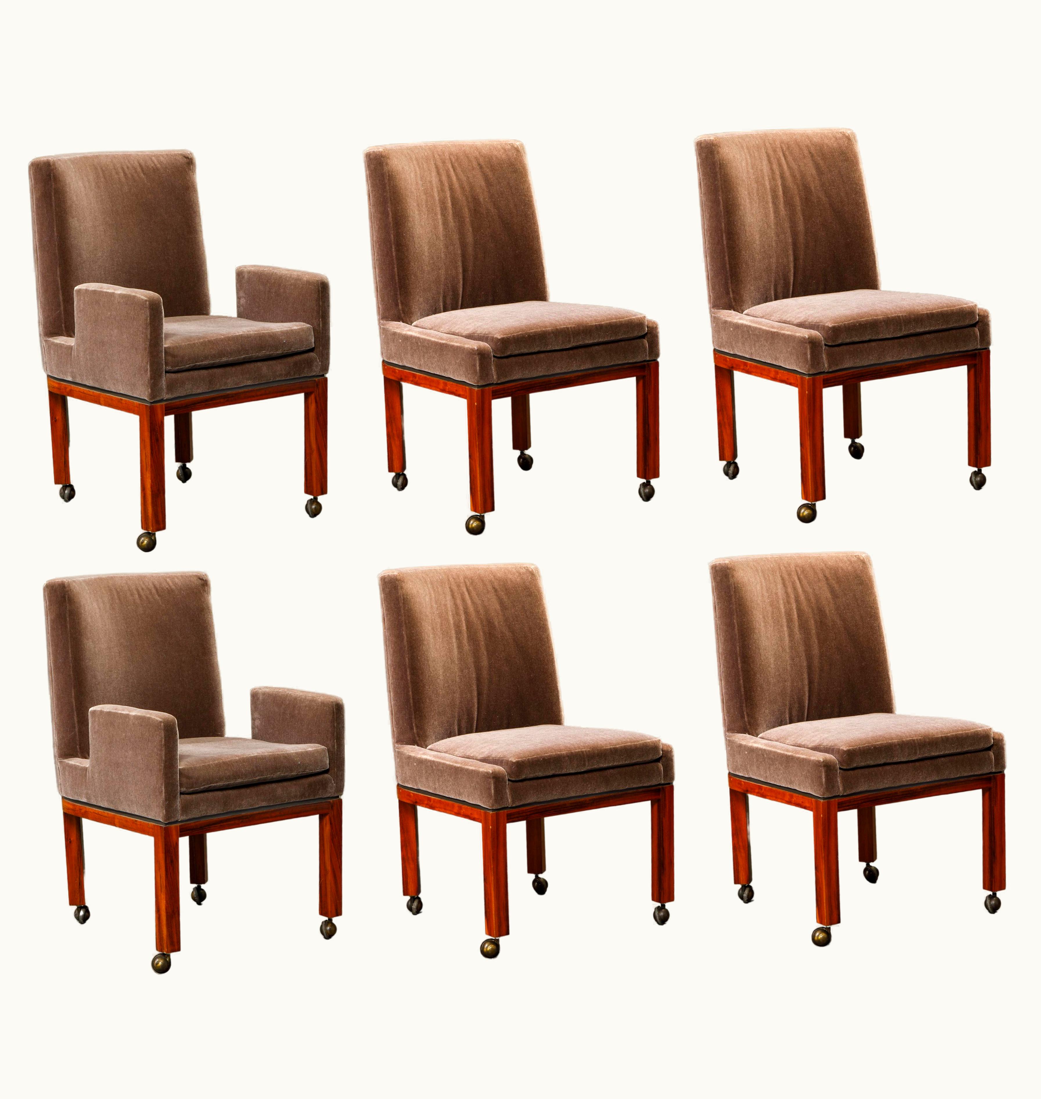 Vladimir Kagan Vladimir Kagan Handmade Dining Chairs On Casters, Set Of Six, C 1970s, Signed