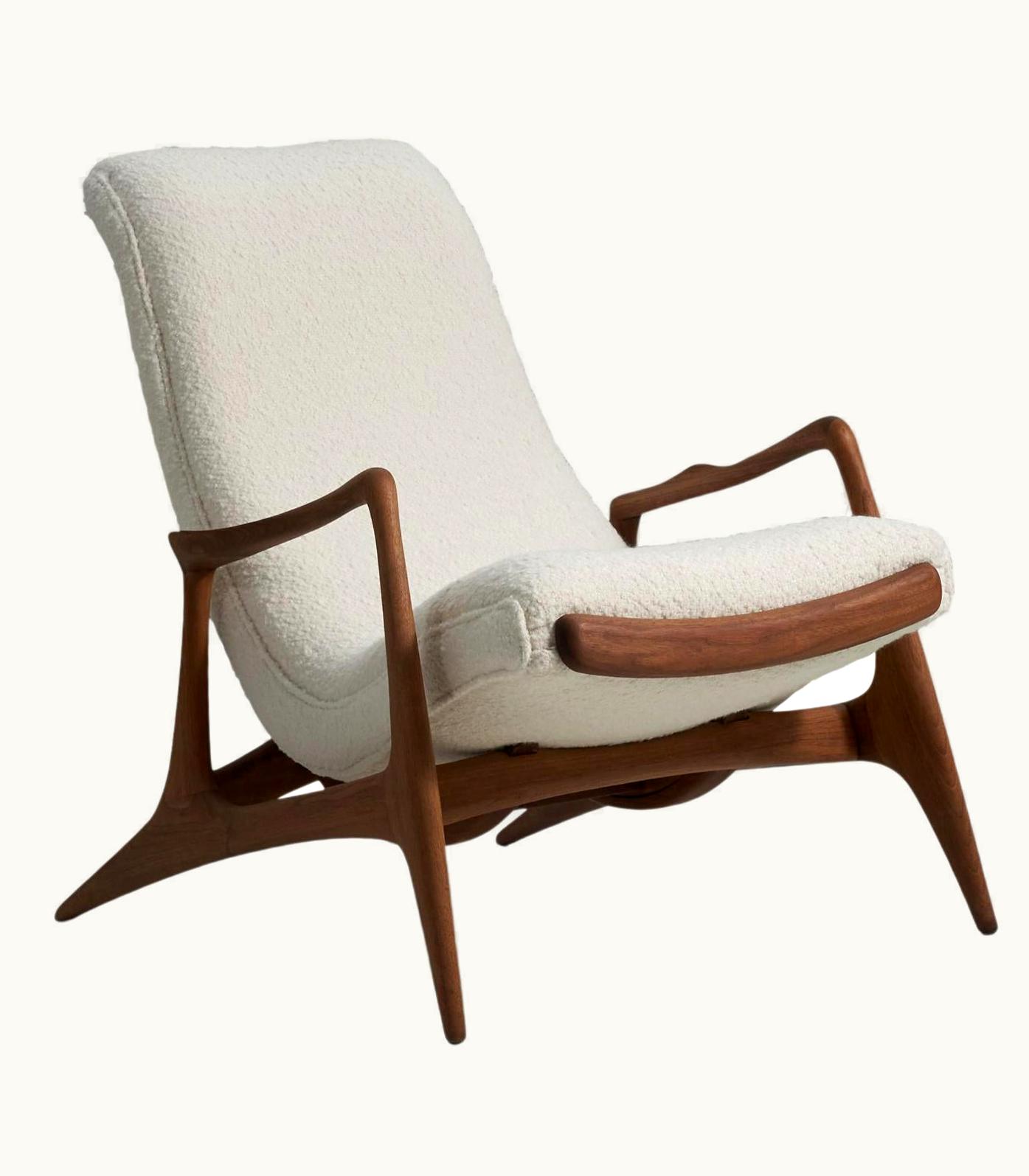 Vladimir Kagan Vladimir Kagan, Lounge Chair, Walnut, White Bouclé, Kagan-Dreyfuss, Inc, C. 1950