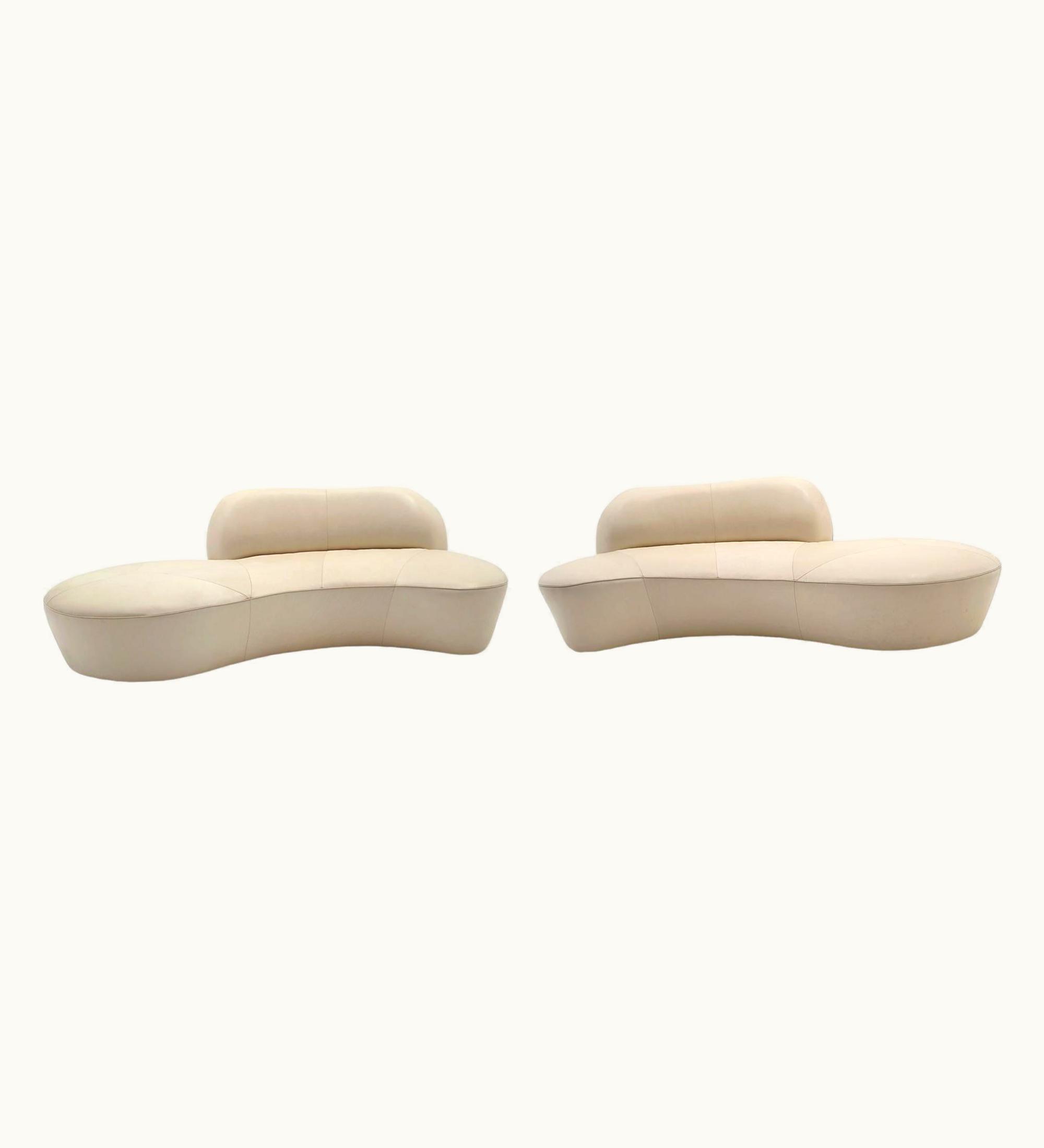 Vladimir Kagan Vladimir Kagan Pair White / Ivory Curved Leather Zoe Cloud Sofas By Vladimir Kagan, Signed