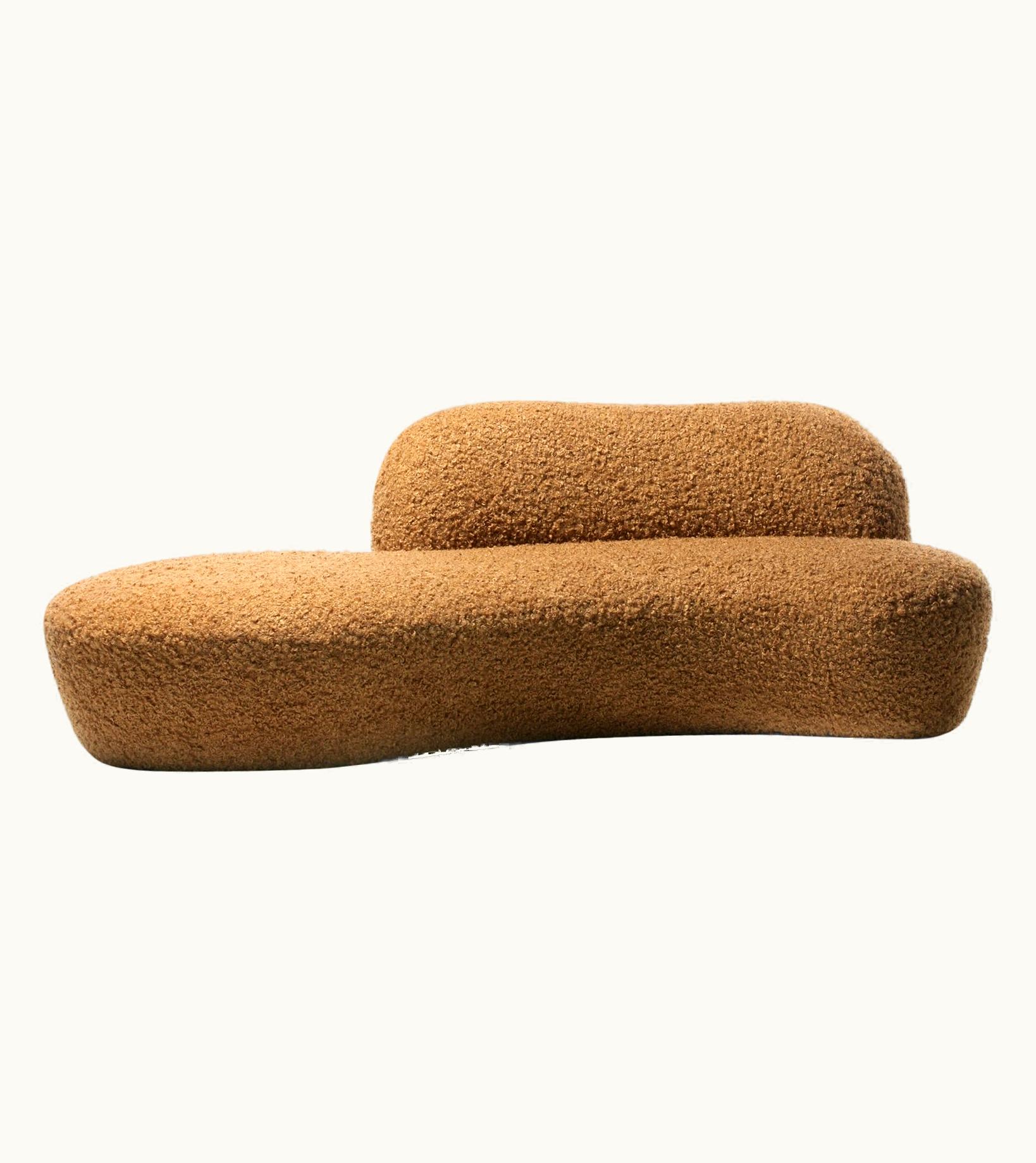 Vladimir Kagan Vladimir Kagan Zoe Sofa For American Leather In Curly Teddy Bear Camel Fabric