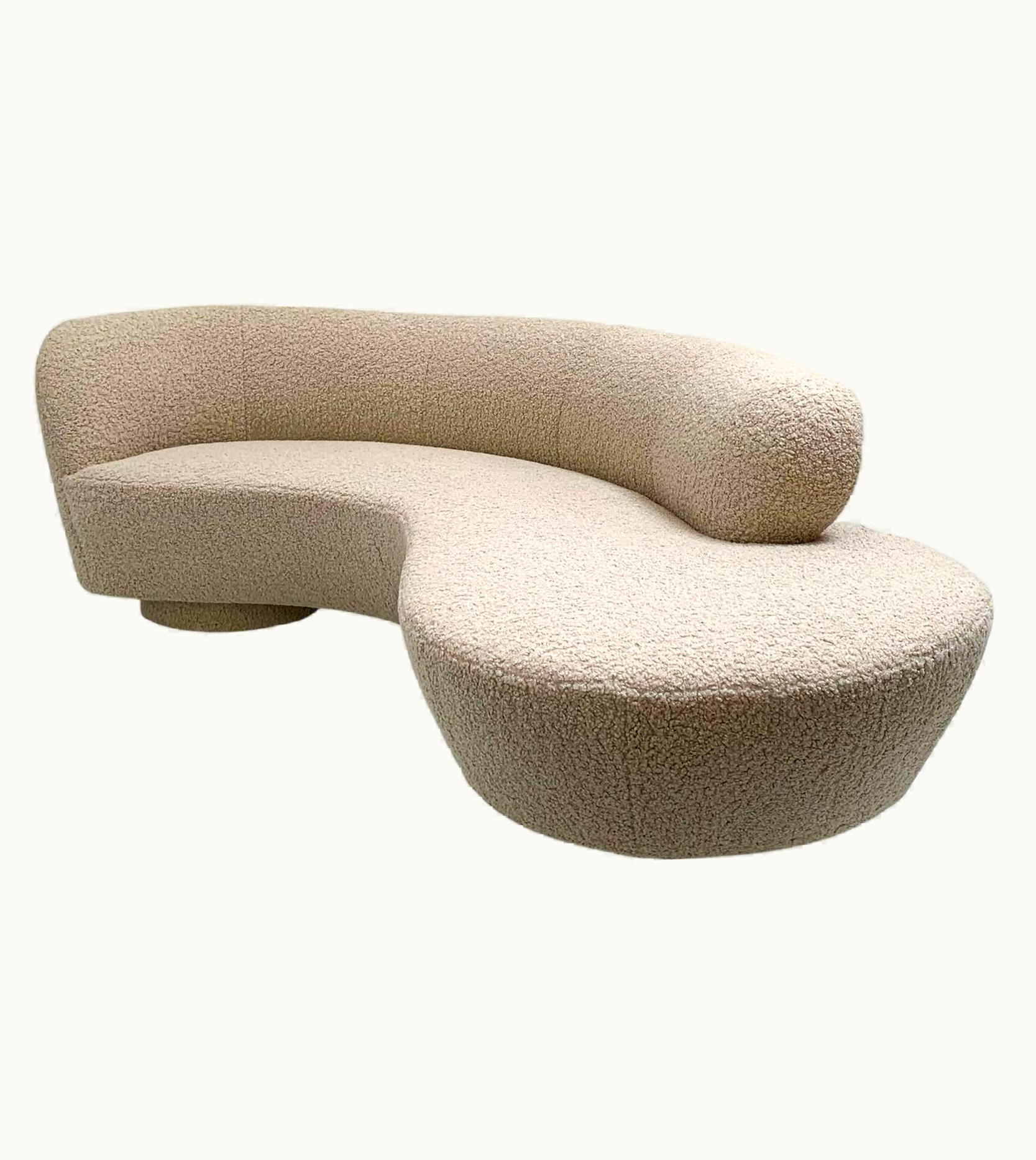 Vladimir Kagan Vladimir Kagan Directional Serpentine Cloud Sofa In Teddy-bear Tan Boucle