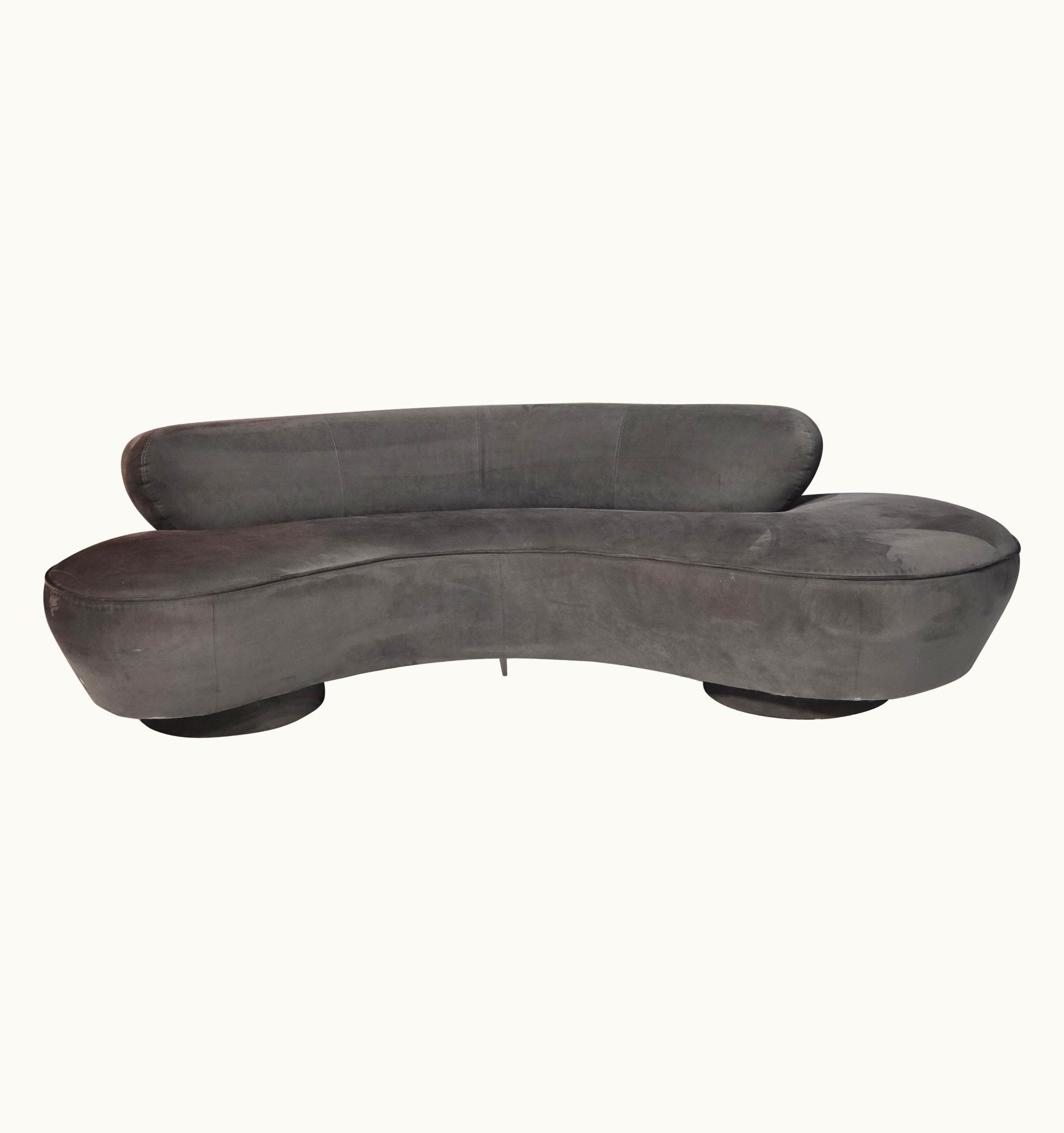 Vladimir Kagan Vladimir Kagan Cloud Serpentine Sofa By Directional In Black Microfiber