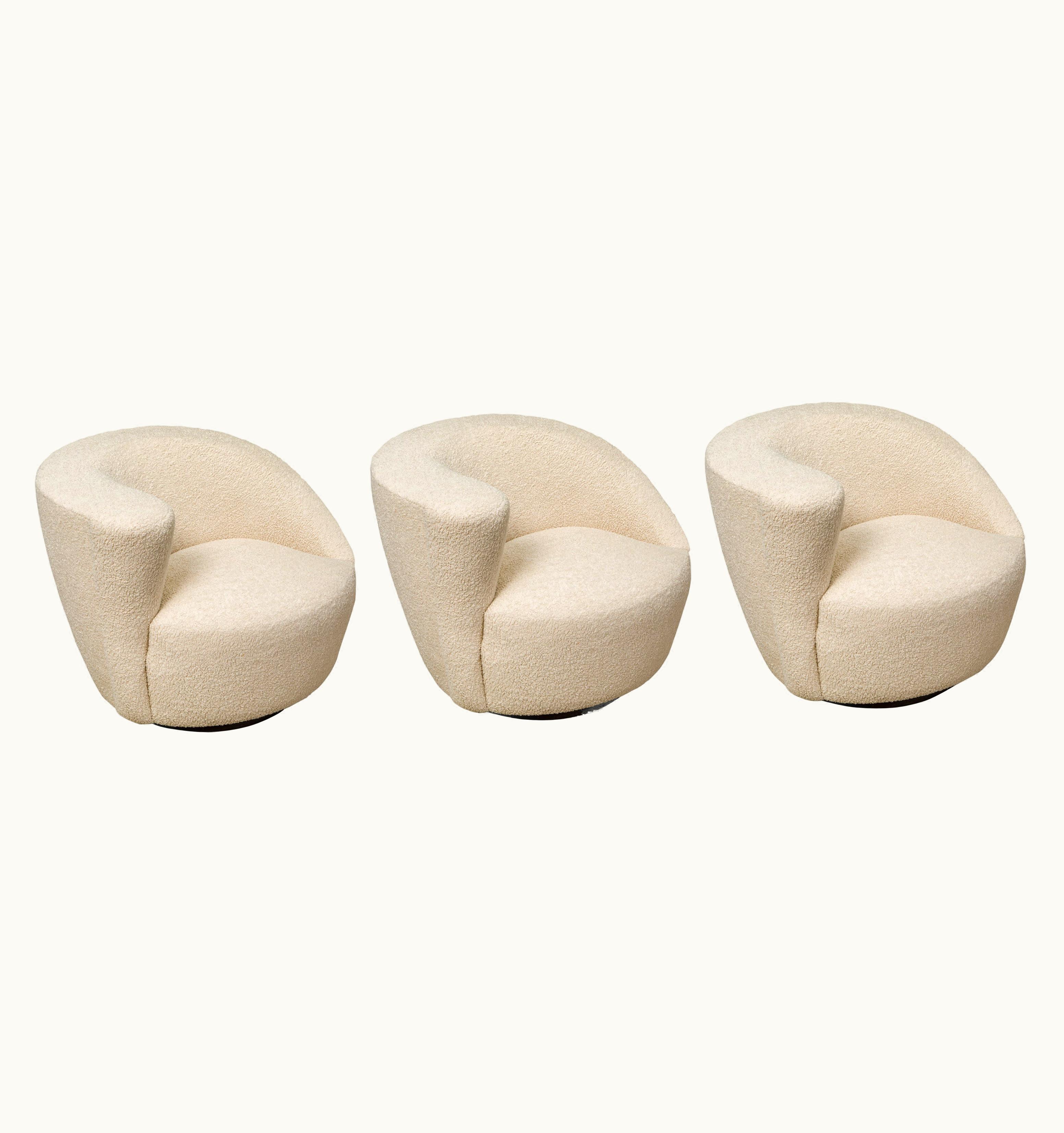 Vladimir Kagan Vladimir Kagan Corkscrew Swivel Chairs For Directional In Bouclé, Signed