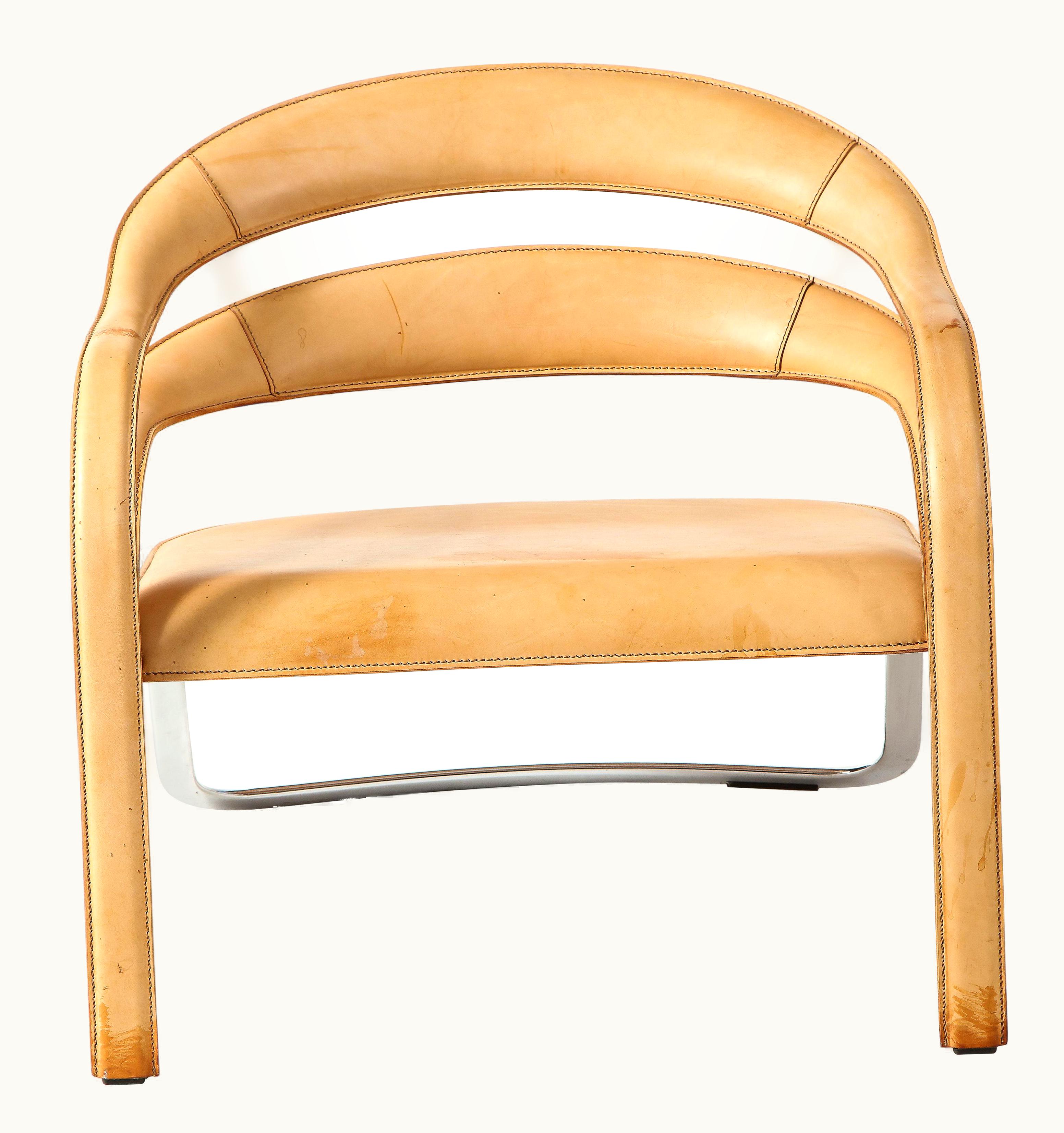 Vladimir Kagan Vladimir Kagan Fettucini Lounge Chair In Sienna Leather Seat