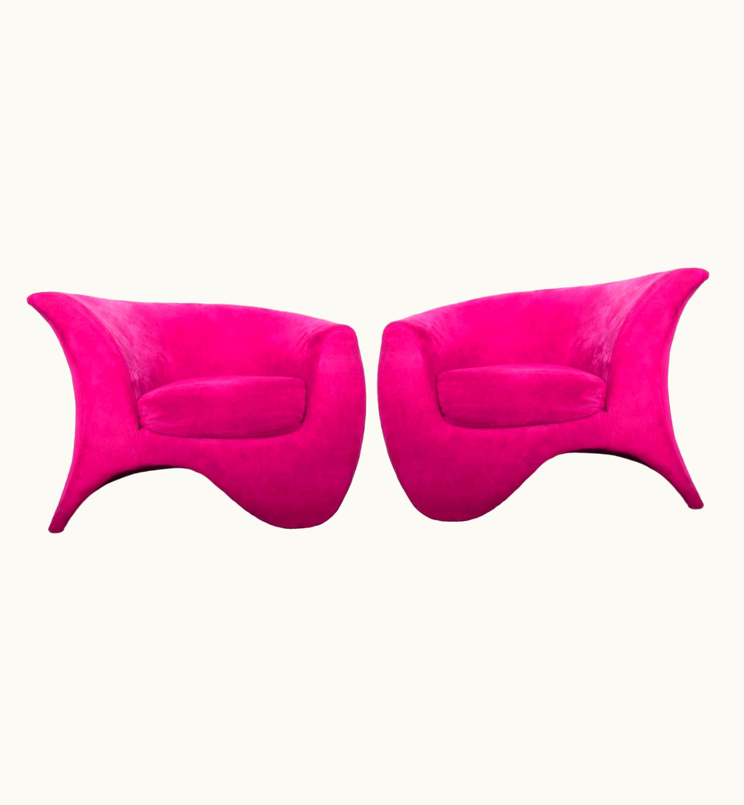 Vladimir Kagan Vladimir Kagan Pair Of Hot Pink Vladimir Kagan Sculptural Hurricane Lounge/Club Chairs