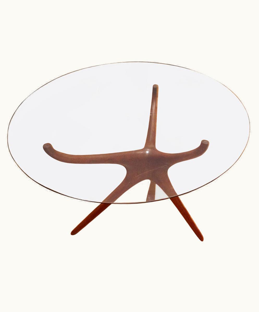Vladimir Kagan Vladimir Kagan Carved Walnut Trisymmetric Occasional Table